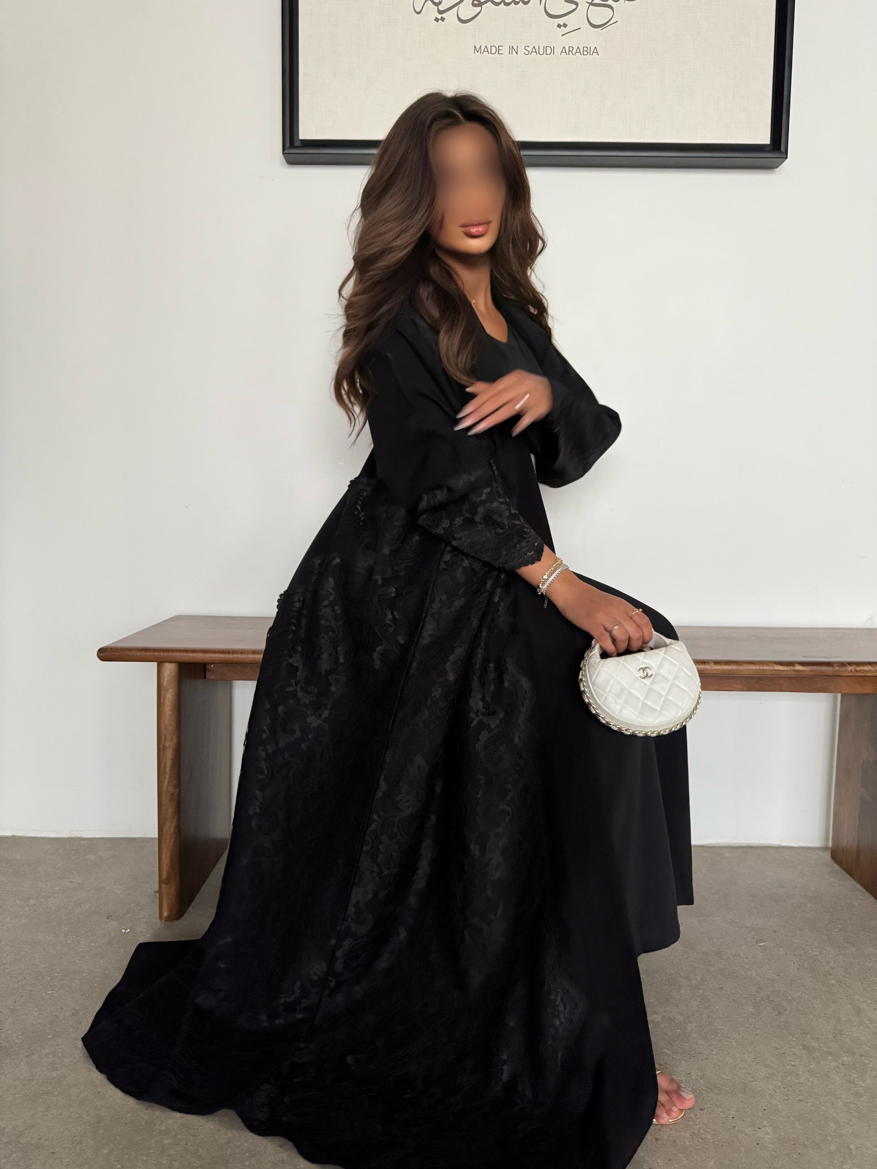 MW1251 - كريب واقف مع دانتيل نص كلوش - Aya