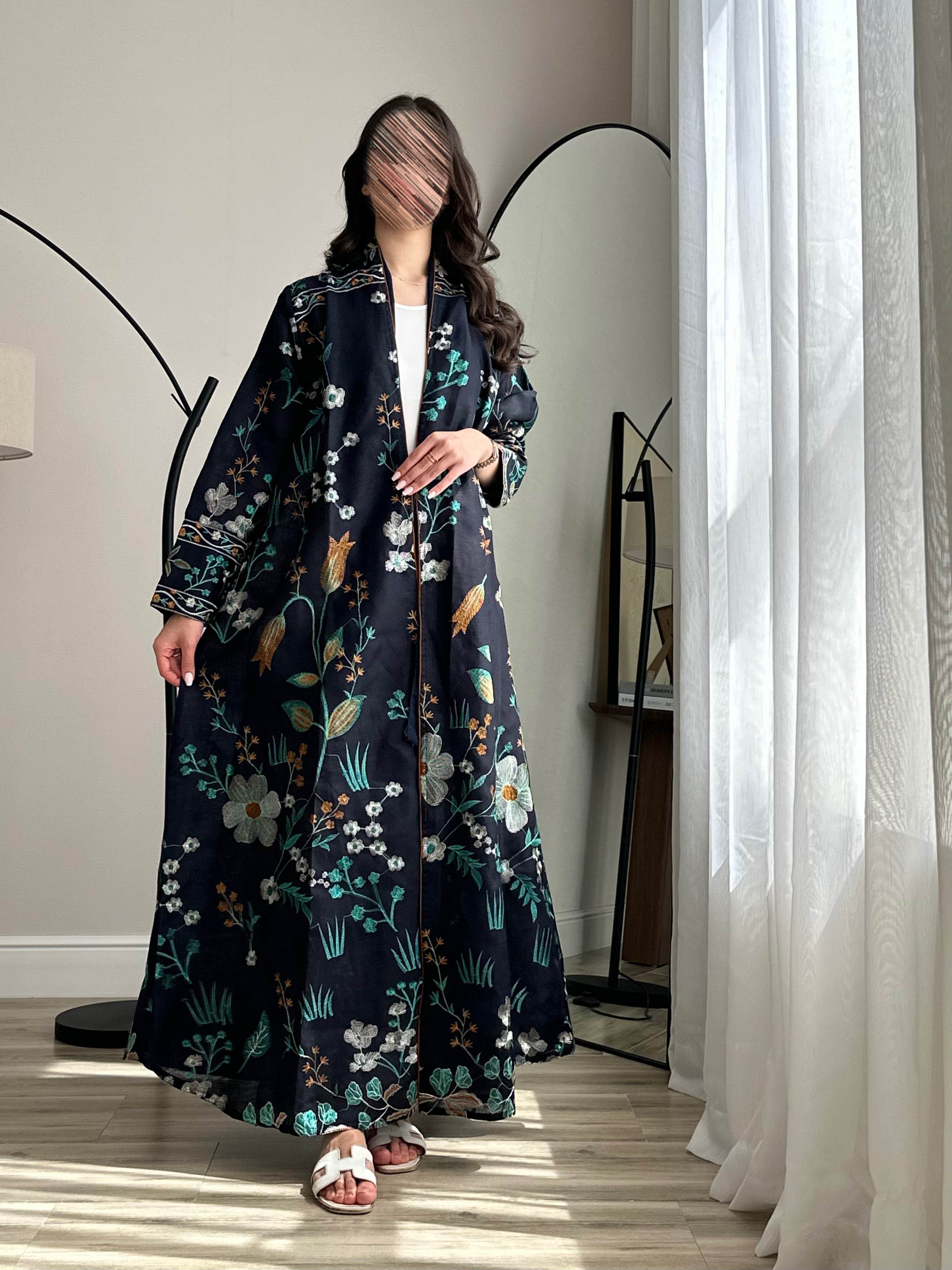 MW9261 - لنن هندي مطرز نص كلوش - Aya