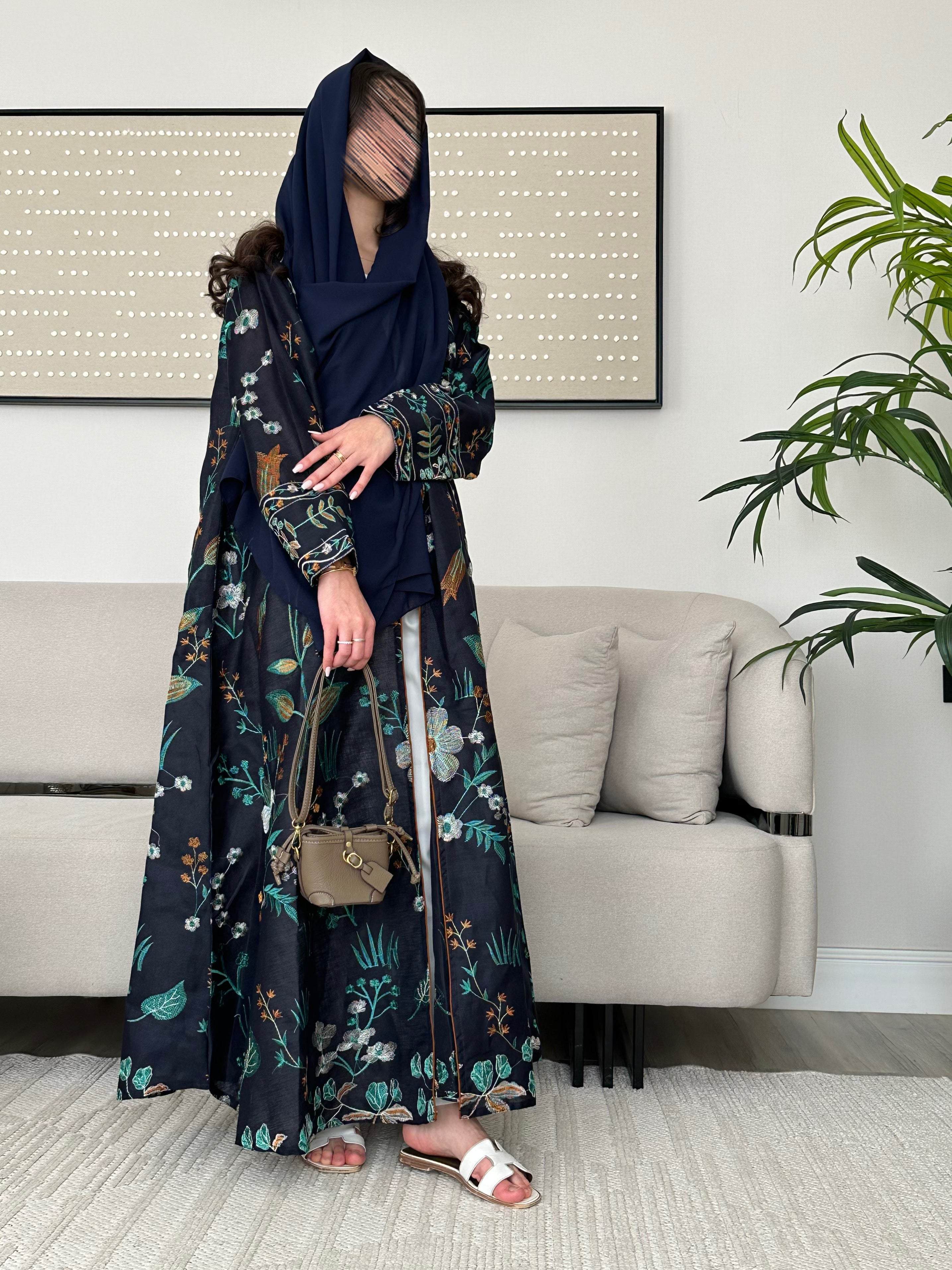 MW9261 - لنن هندي مطرز نص كلوش - Aya