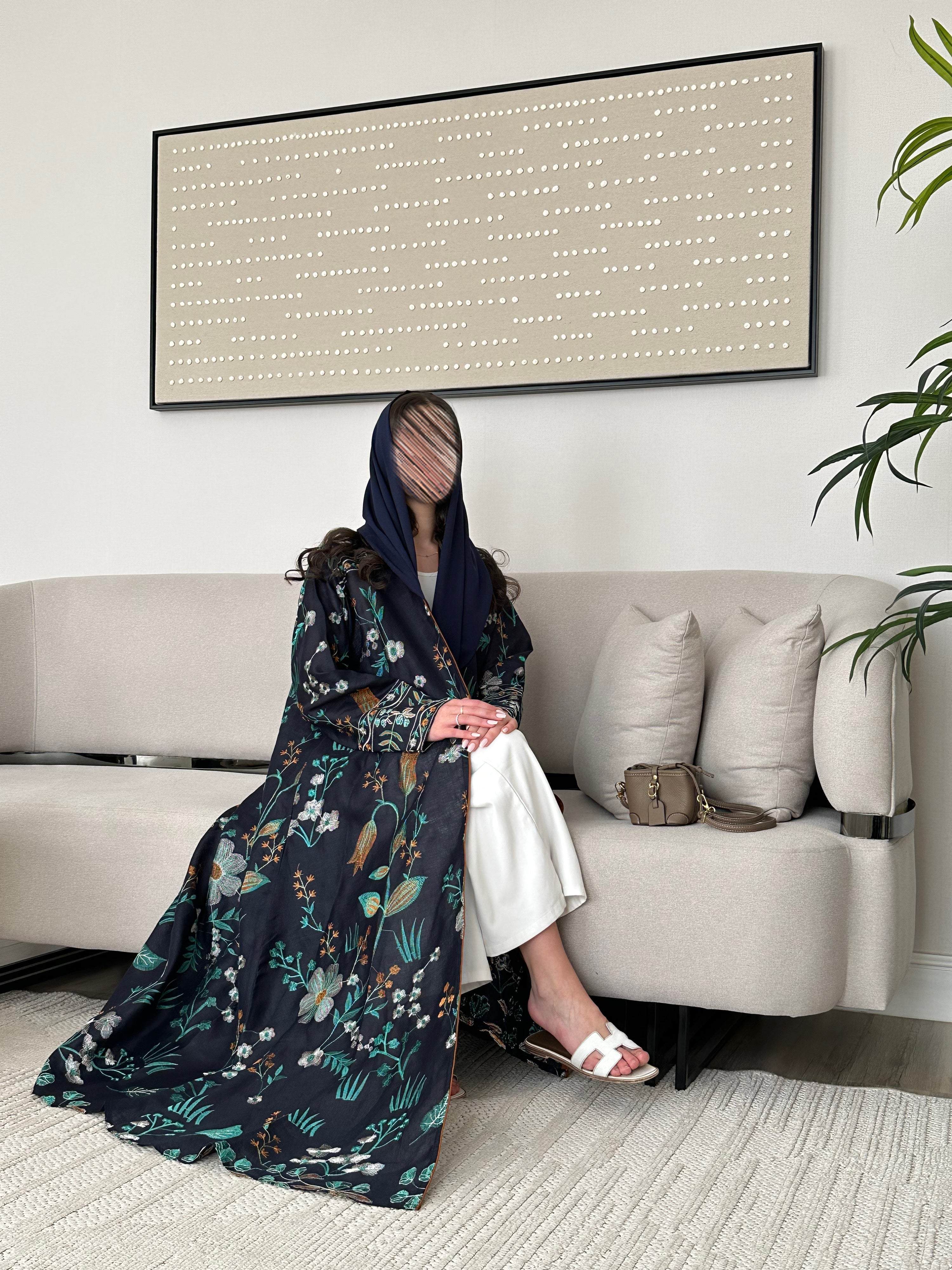 MW9261 - لنن هندي مطرز نص كلوش - Aya