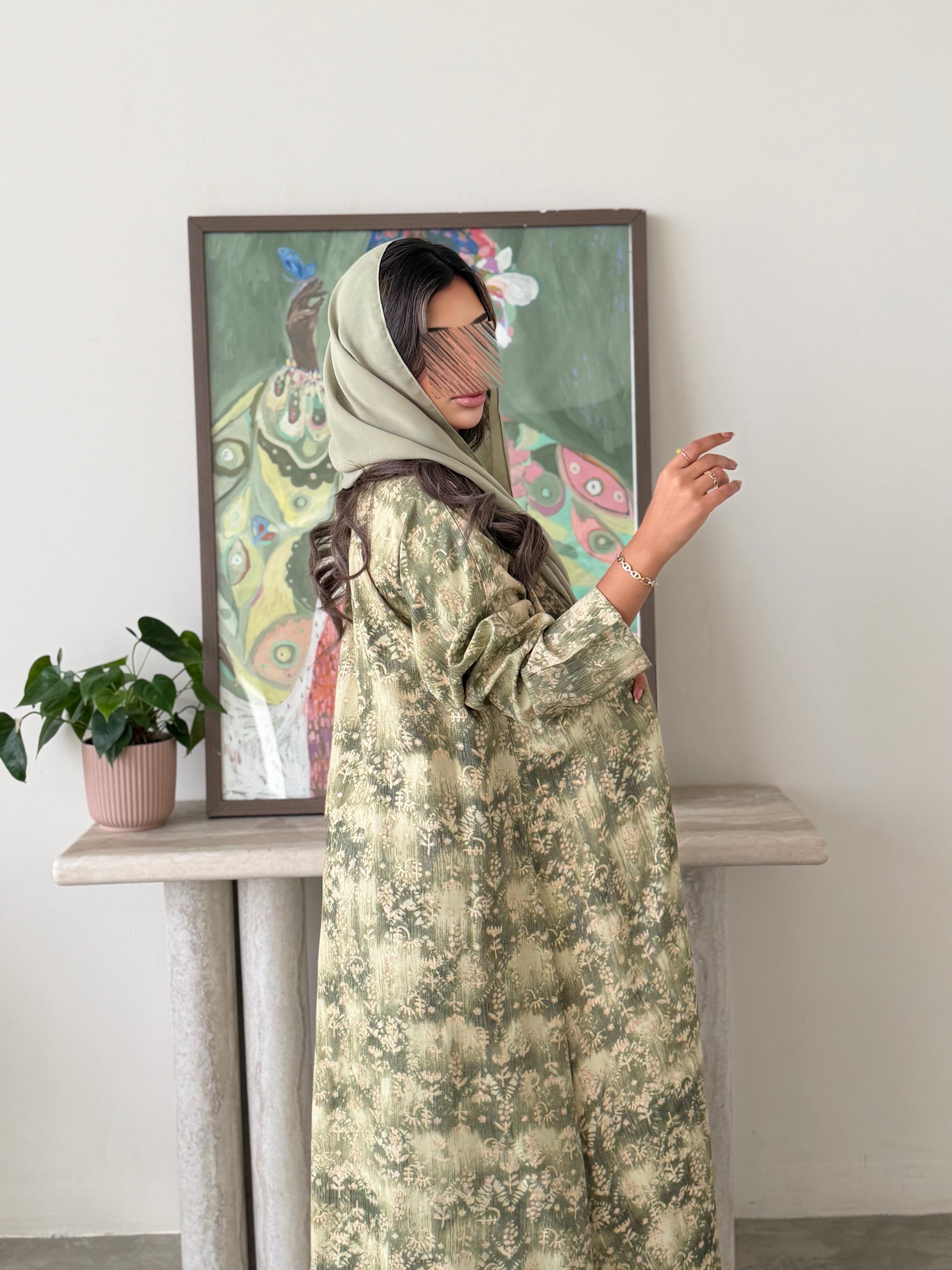 MWT772 - عباية خضرا مموجه - Aya