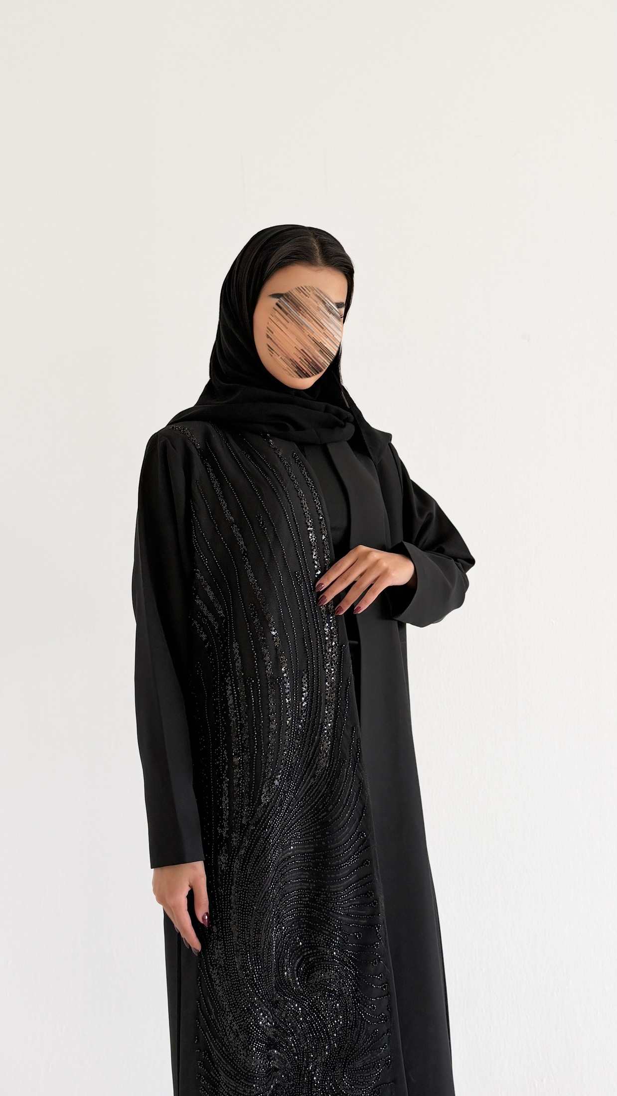 MWT1092 - عبايه اسود اشك اسود - Aya