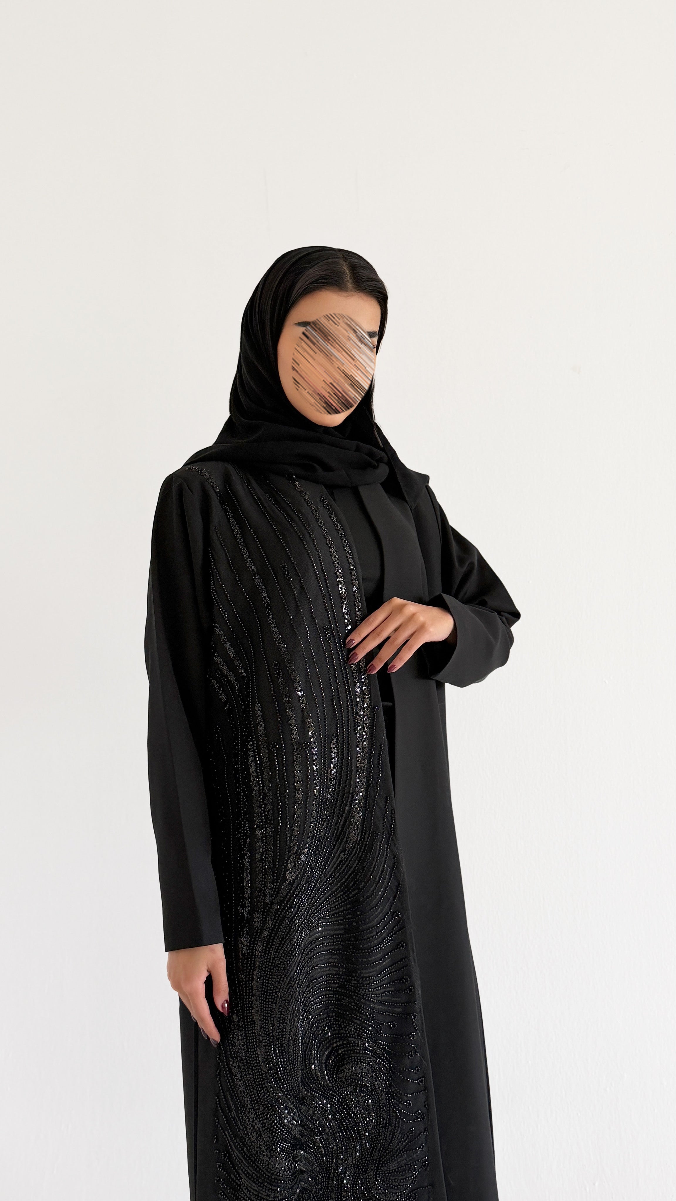 MWT1092 - عبايه اسود اشك اسود - Aya