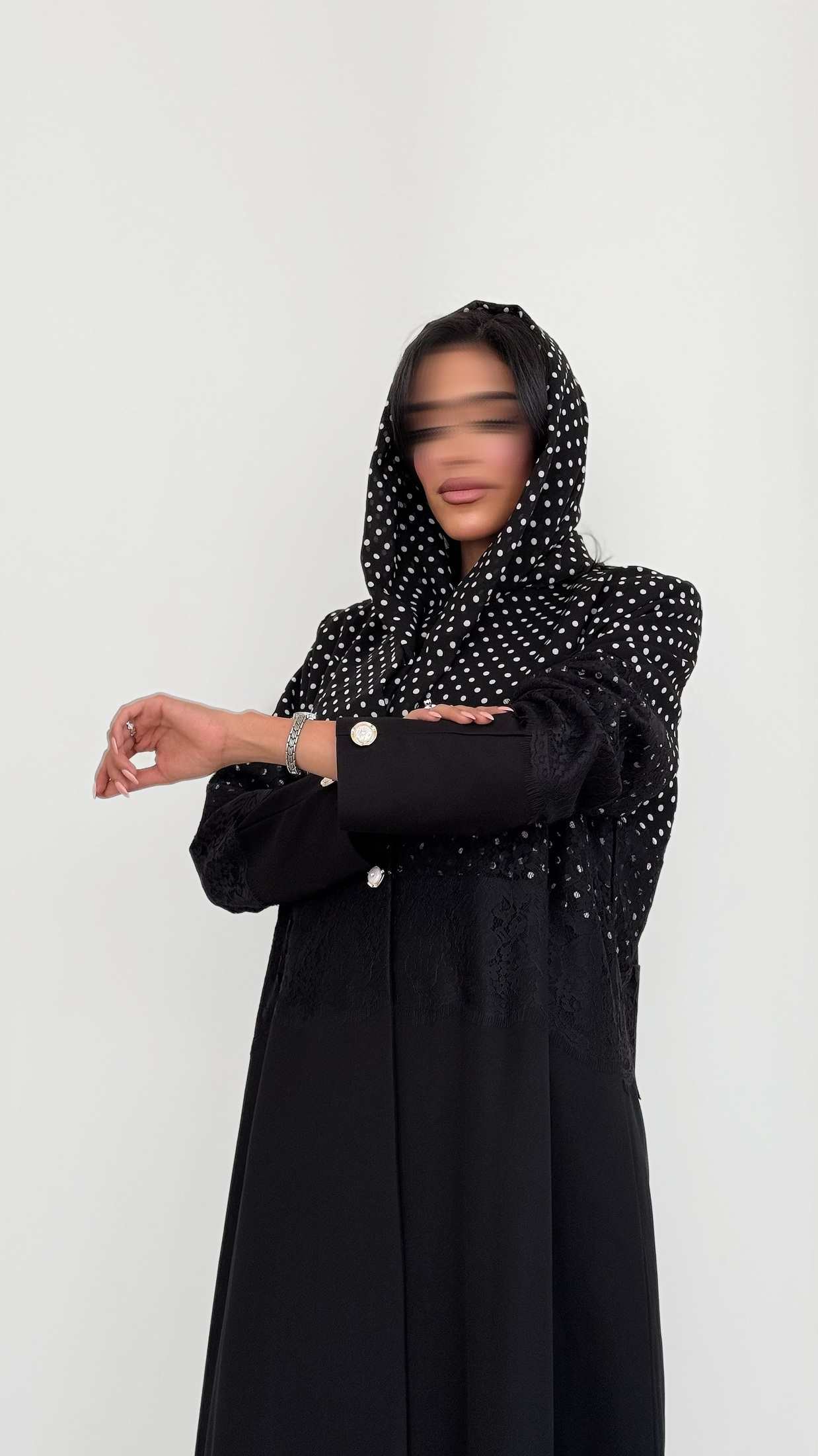 MWT508 - عباية بليزر مع قماش منقط - Aya