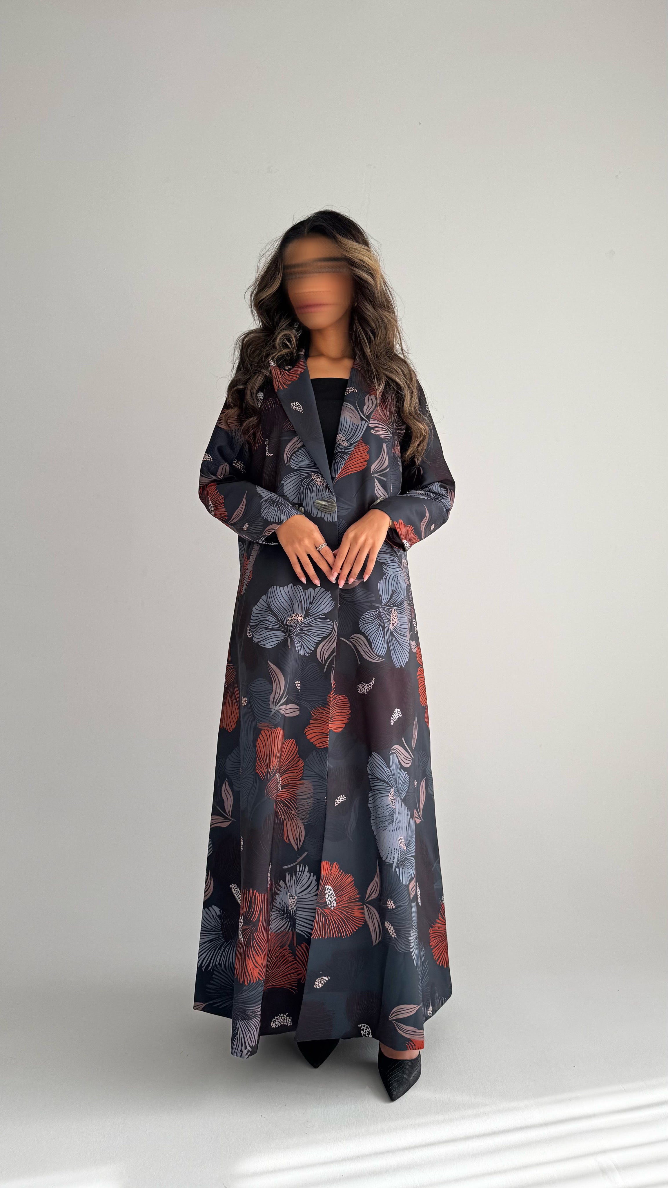 MWT842 - عباية بليزر طباعة | Printed Blazer Abaya - Aya