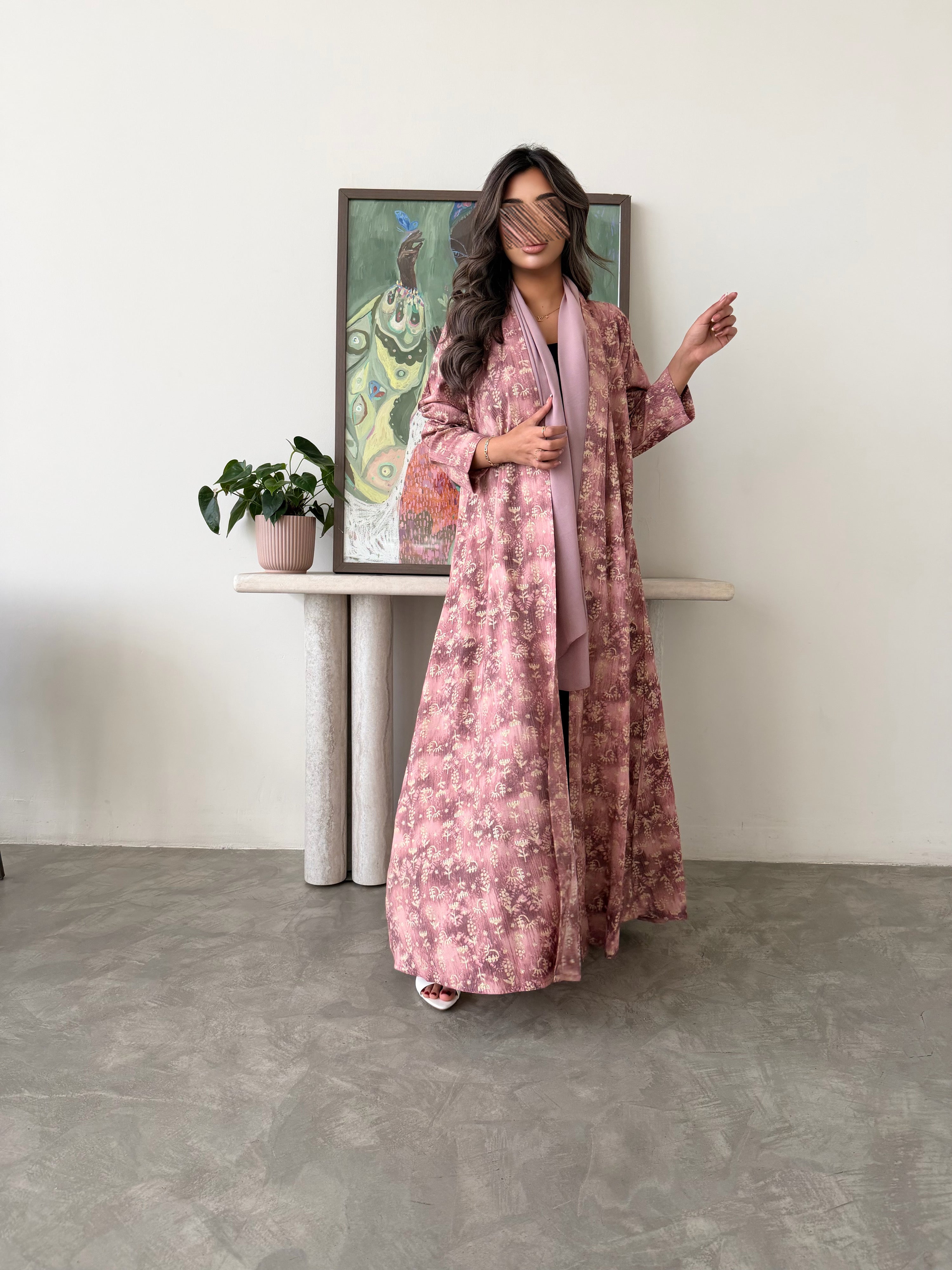 MWT773 - عباية زهرية مموجه - Aya