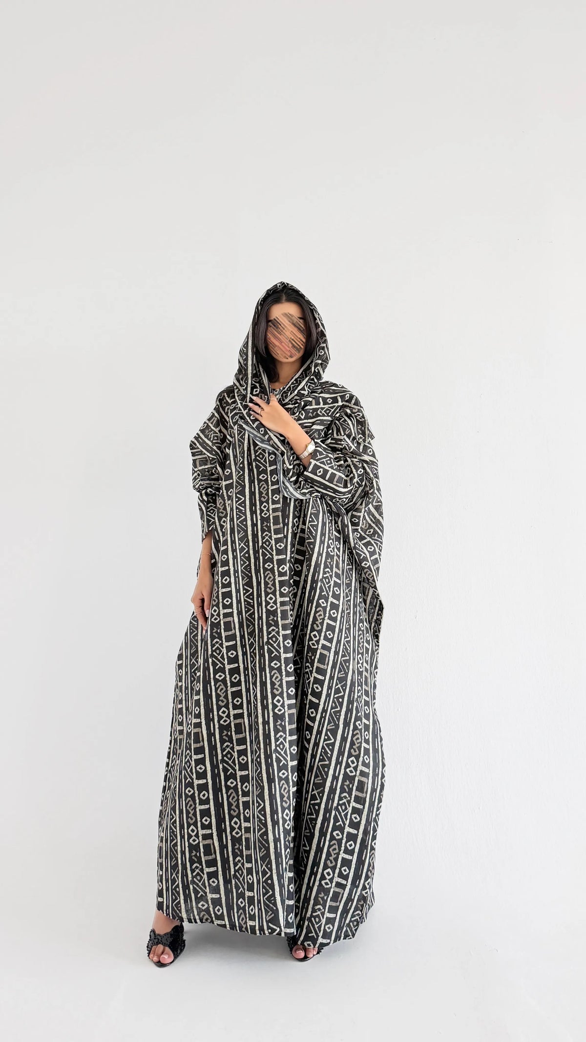 MWT1281 - عباية طباعة لينن