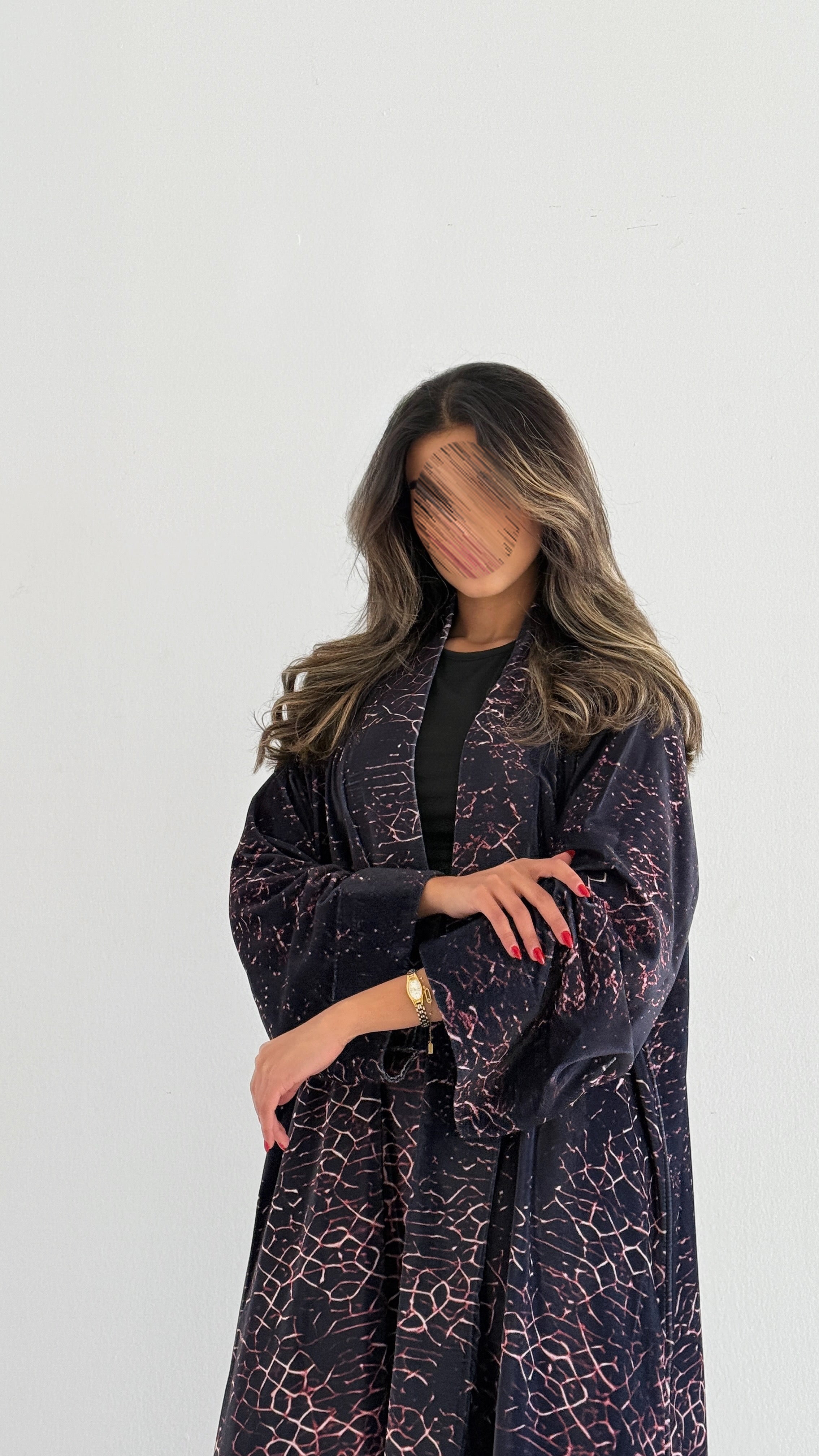 MWT760 - عباية مخمل برينت - Aya