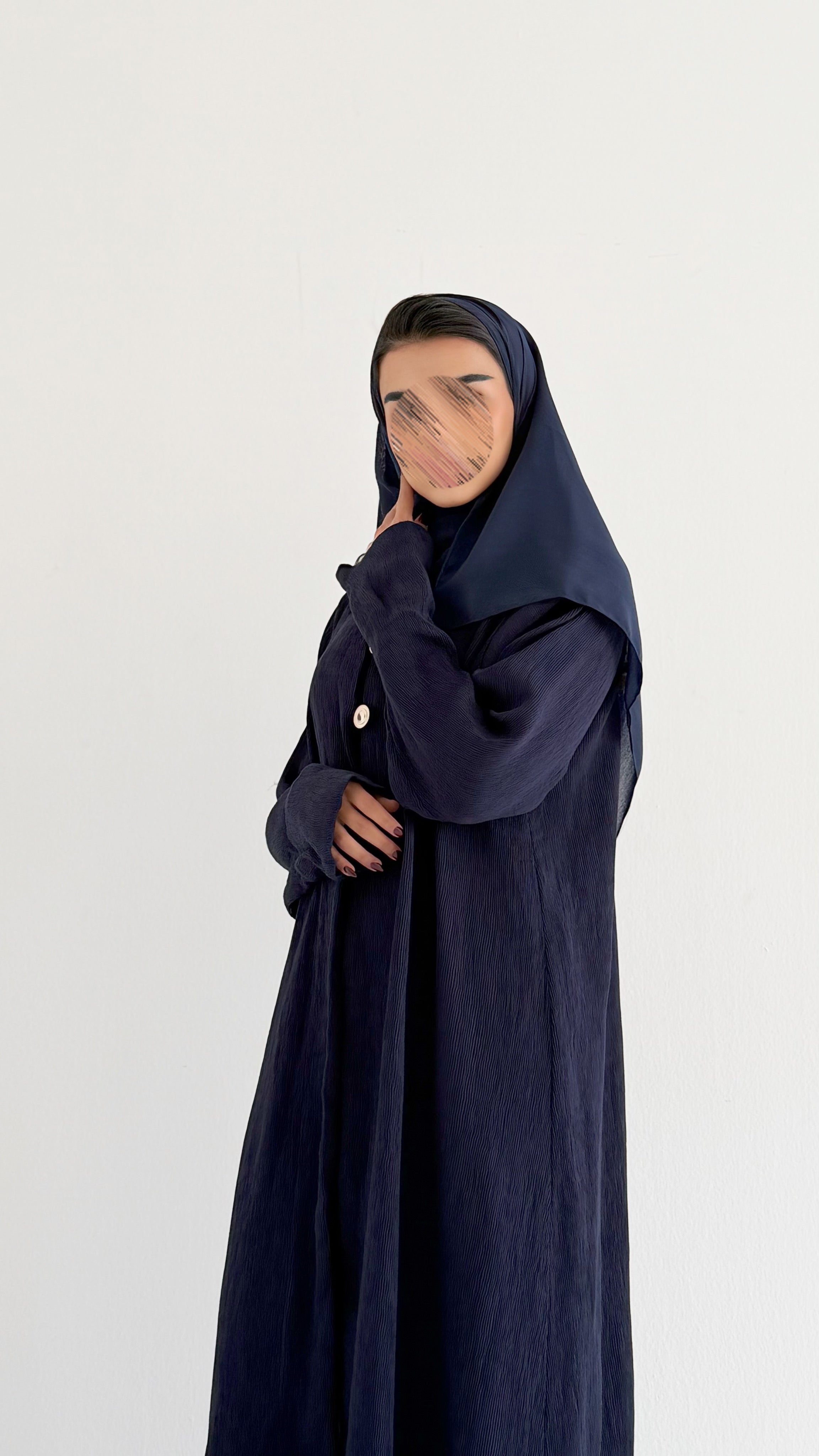 MWT660 - عباية كحلي  بازارير ذهبية - Aya