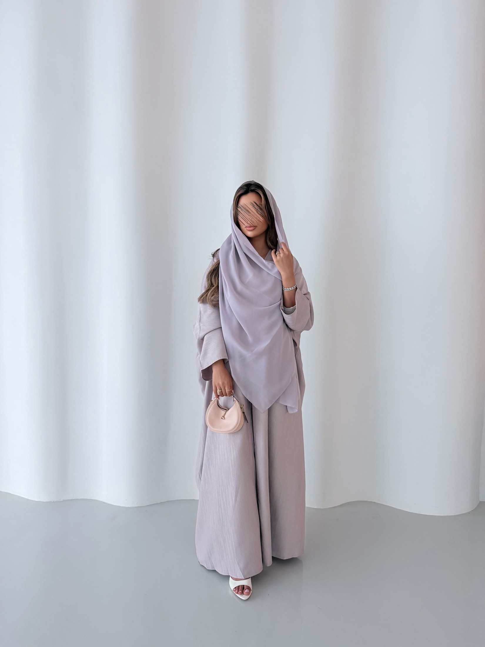 MWT5089 - قماش موف فاتح بيج مقلم - Aya