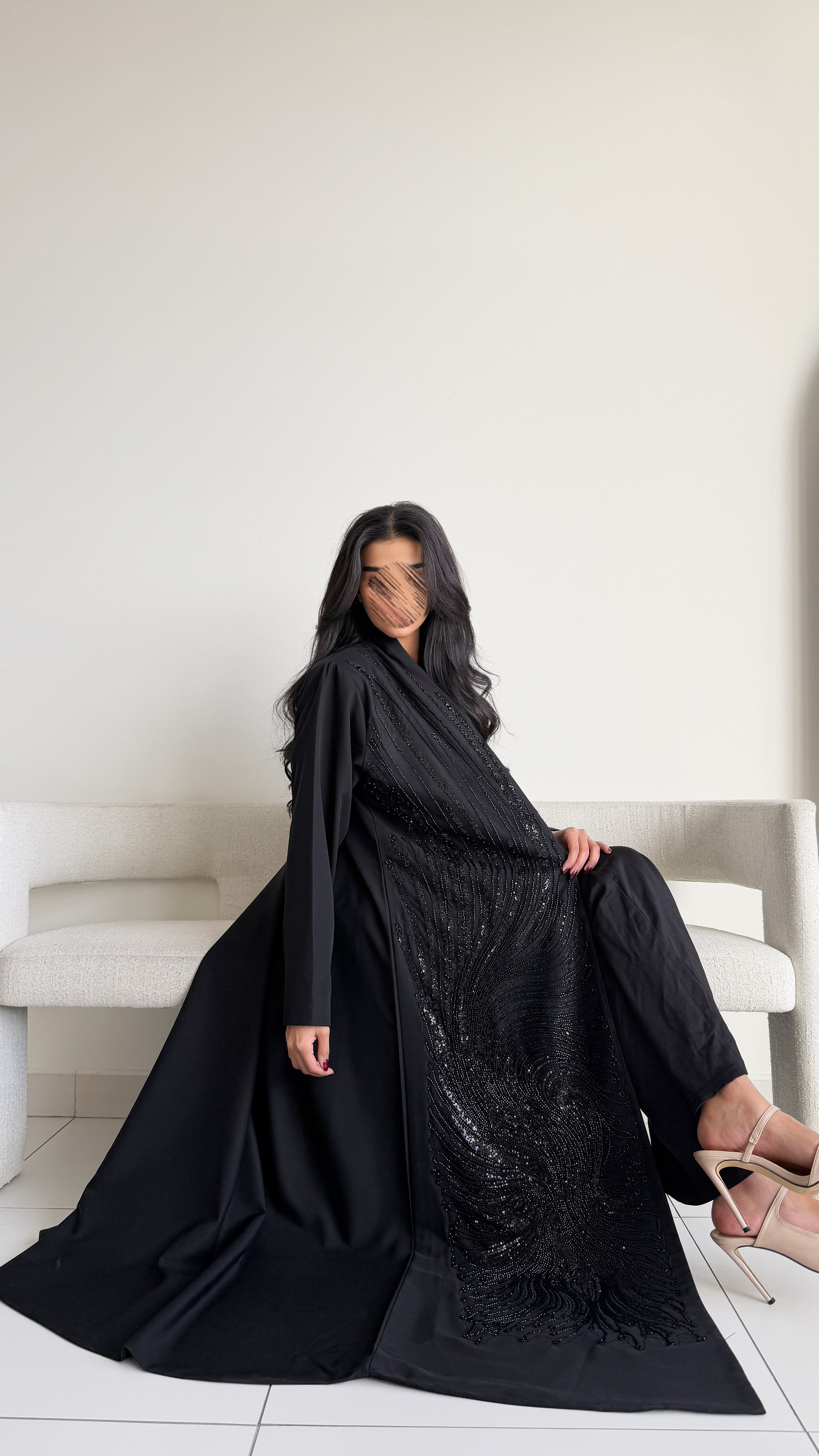 MWT1092 - عبايه اسود اشك اسود - Aya