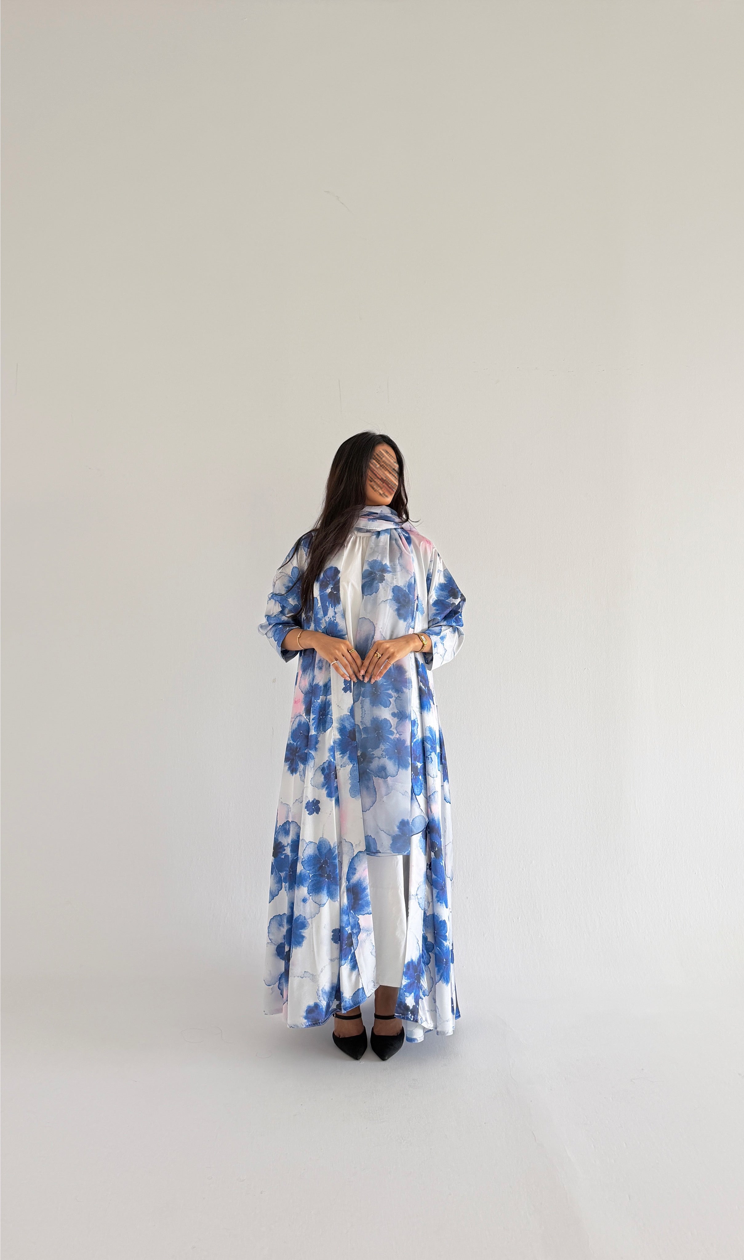 MW1418 - عباية صيفيه حرير  مطبوعة بورد - Aya