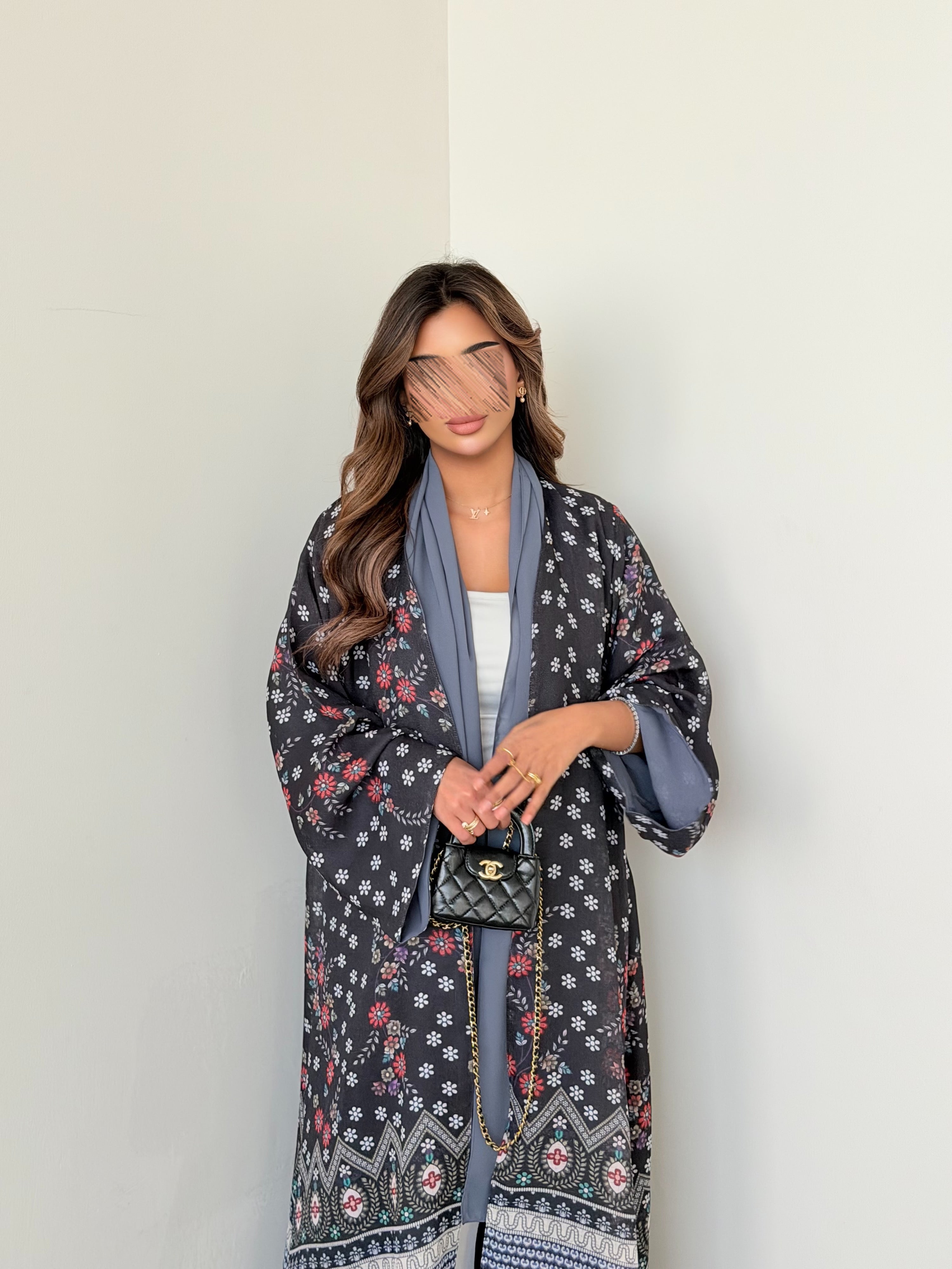 MWT5015 - قماش شيفون مشجر مبطن قصة نص كلوش - Aya