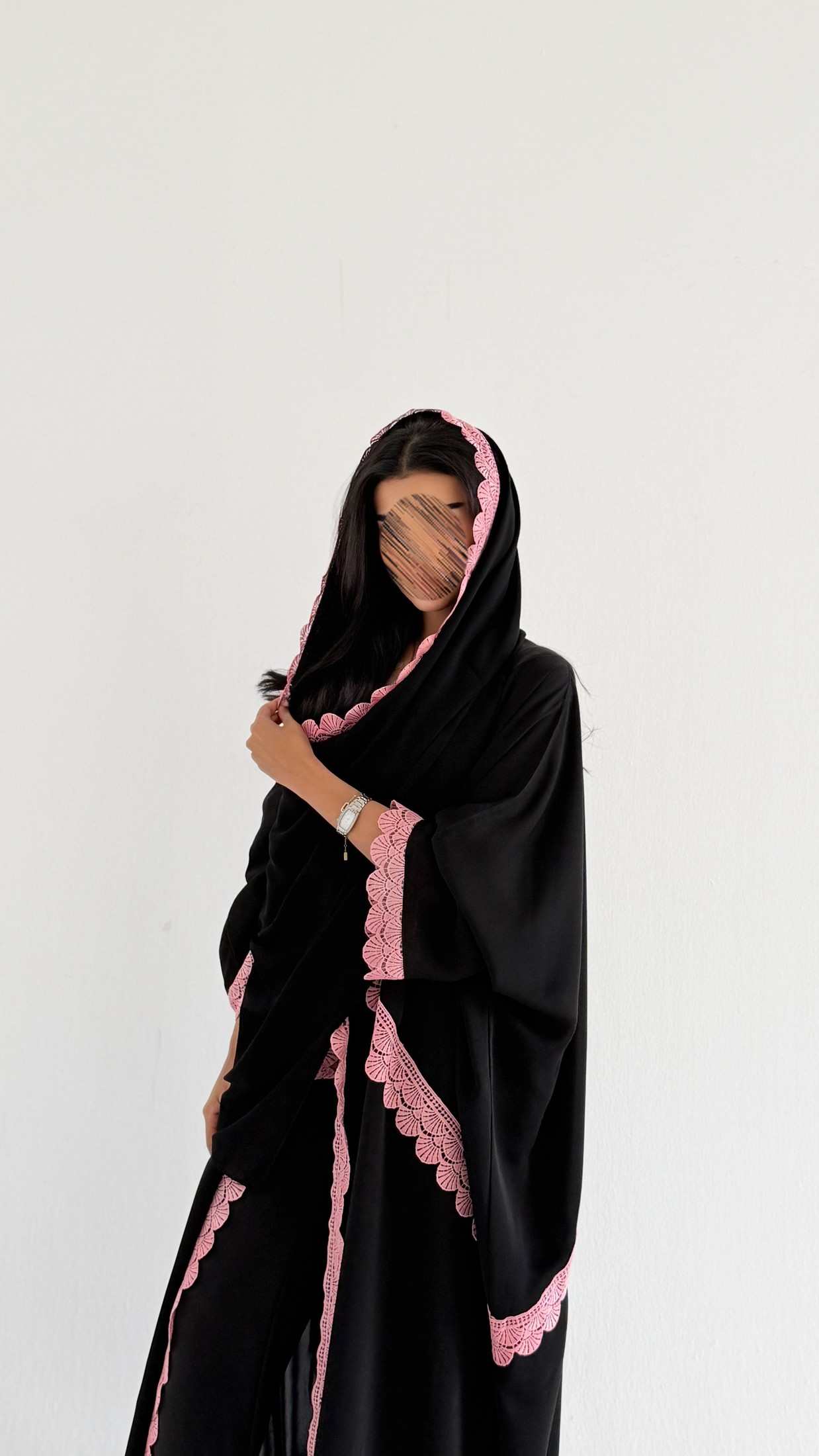 MW2163 -عبايه كريب مع اضافه كلفه مميزه وحصرية - Aya
