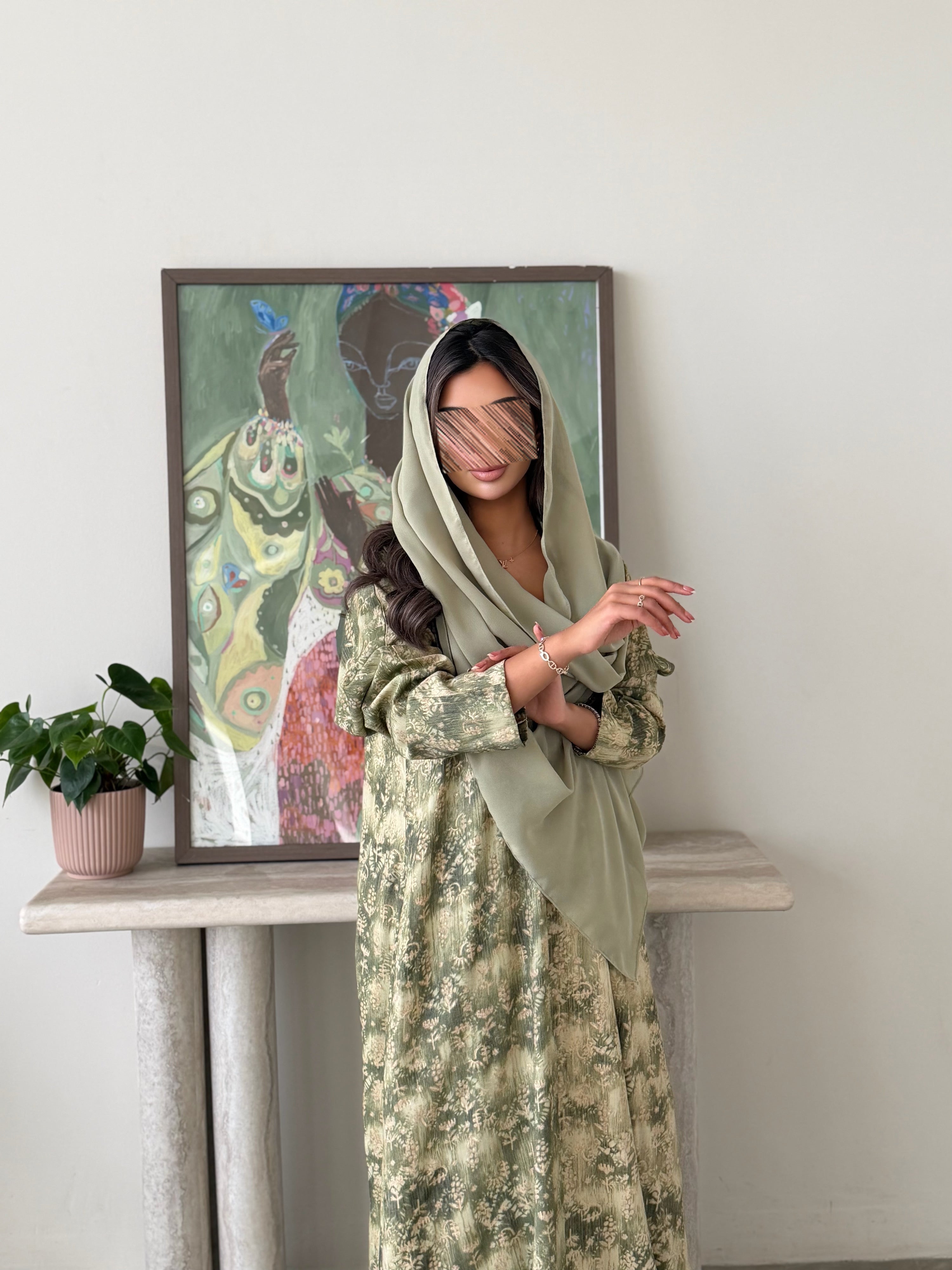 MWT772 - عباية خضرا مموجه - Aya