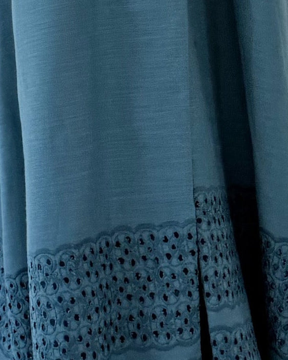 MWT5010 - قماش تركواز مخرم نص كلوش - Aya