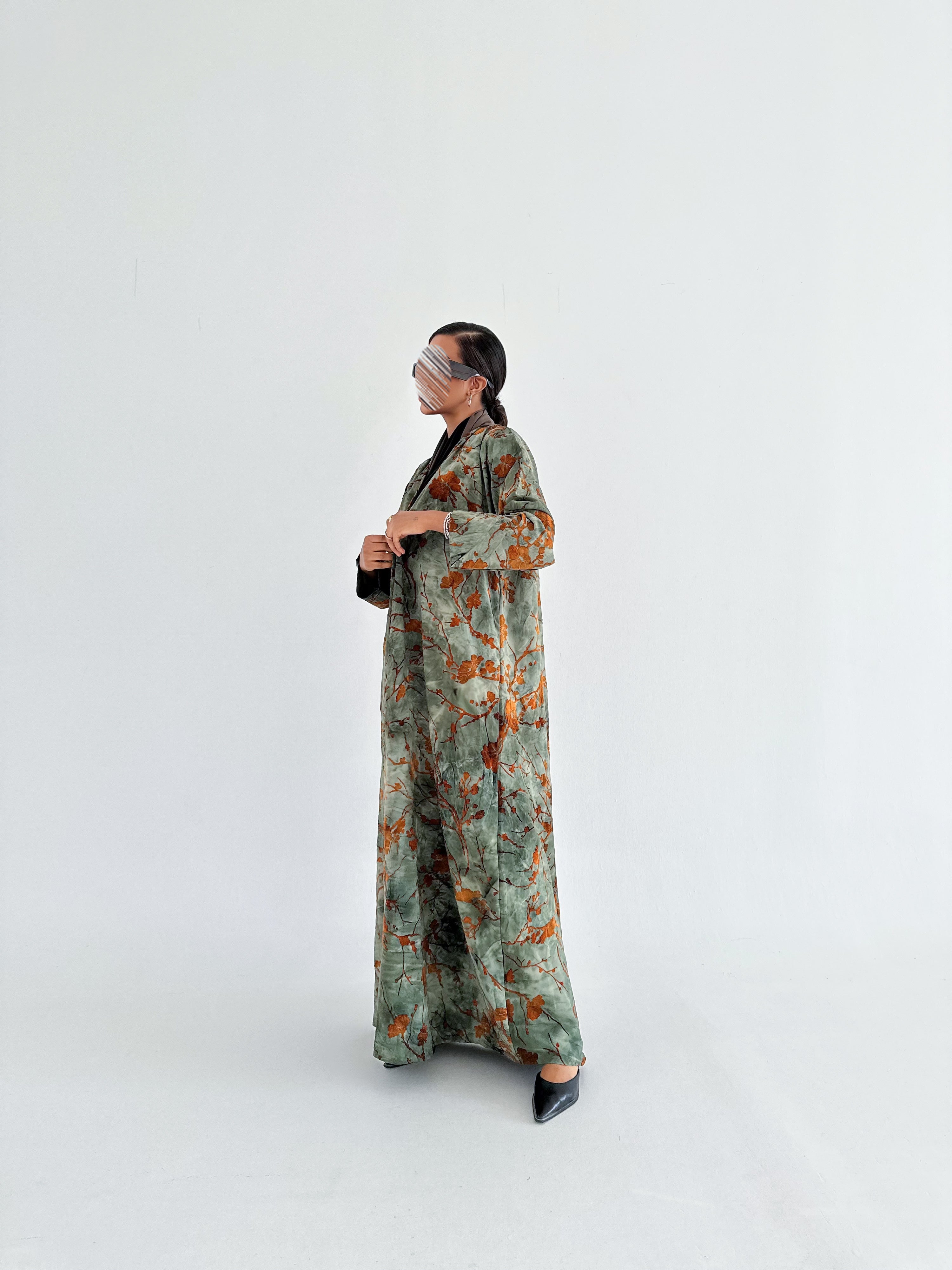 MWT610 - عبايه تولين اخضر - Aya