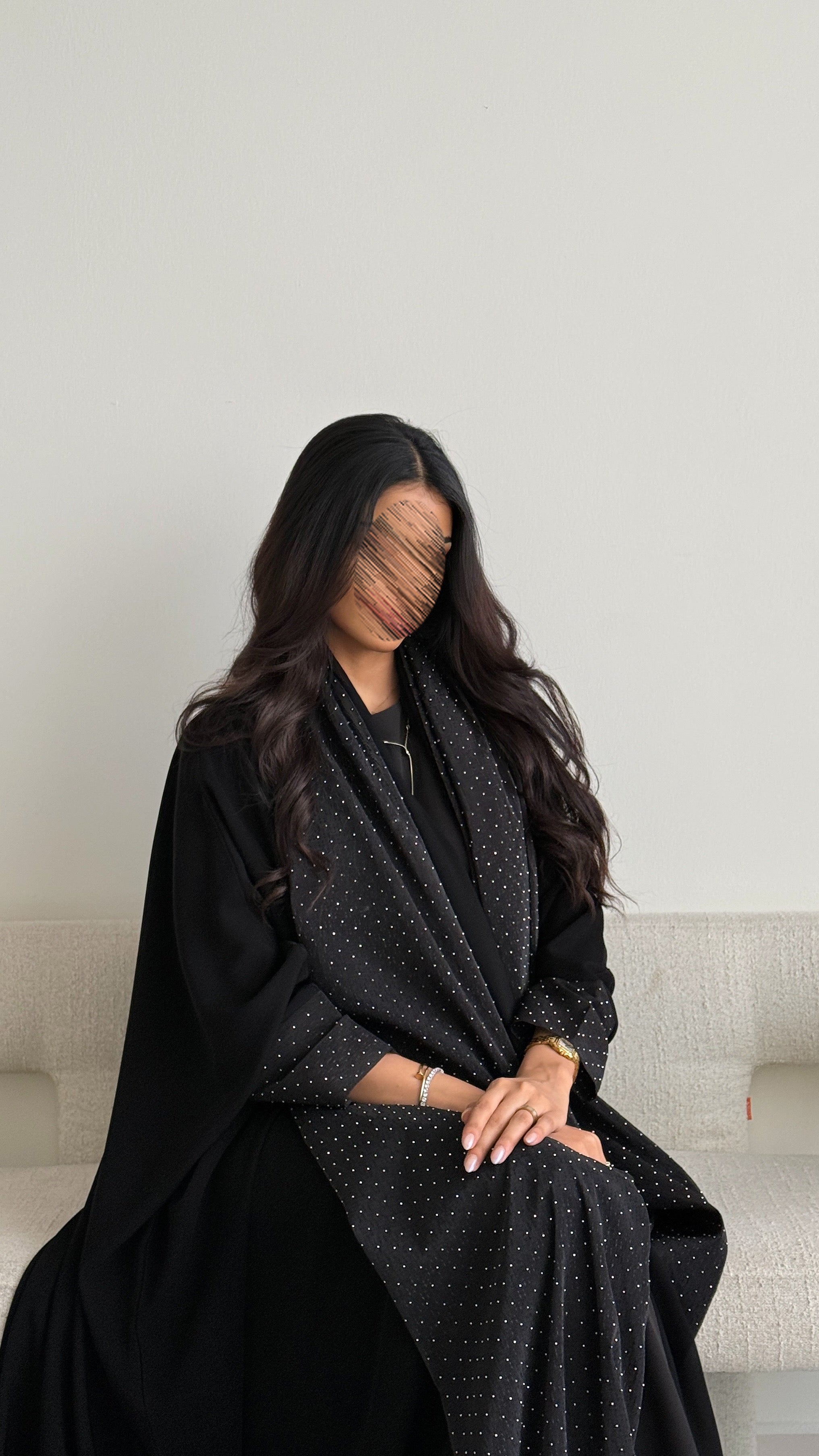 MWT1167 - عباية بتدخيلة شيفون لمعة - Aya