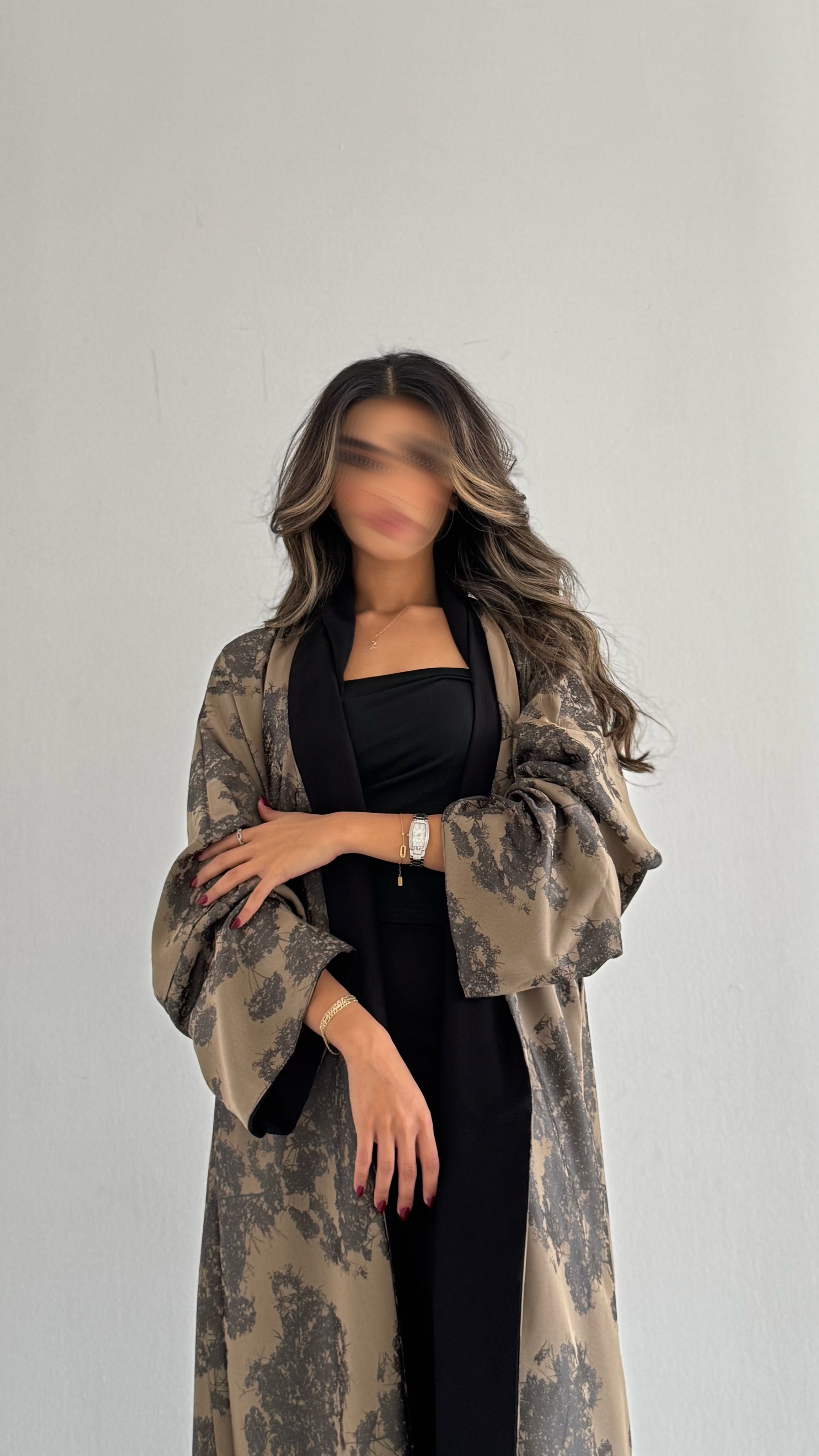 MWT392 - عباية اسود دبل فيس  جاكار بيج - Aya