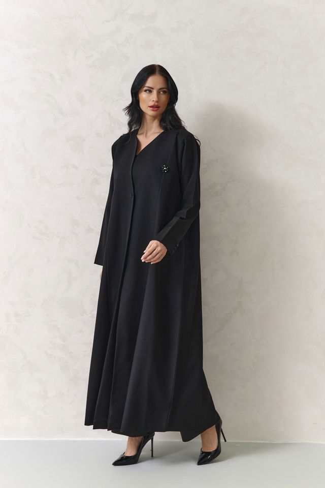 MW1872 - عباية بليزر مبطن بقصة راقية  مع اضافة فستان داخلي