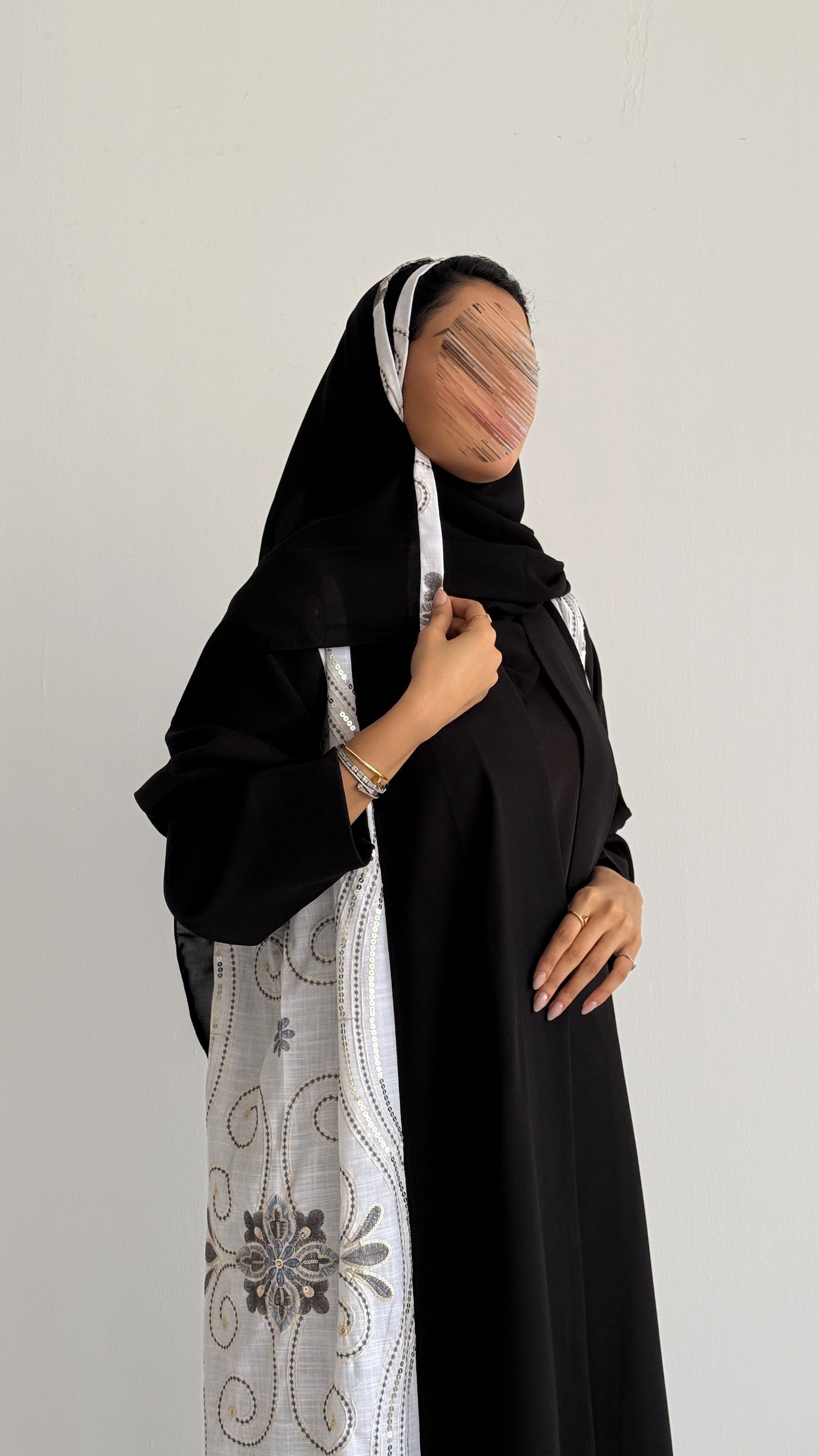 MWT1418 عباية كتان مع تدخيلة لينن - Aya