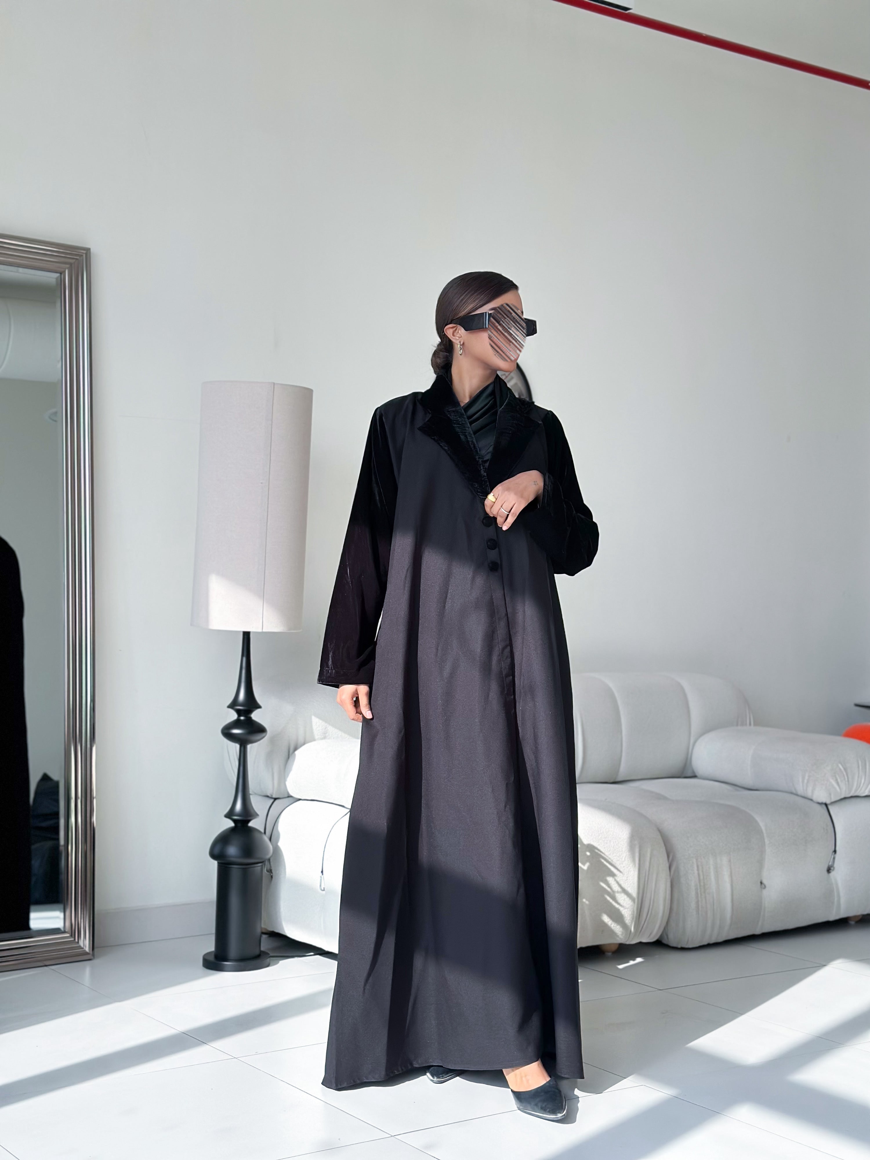 MW964 - قماش كريب مع مخمل نص كلوش