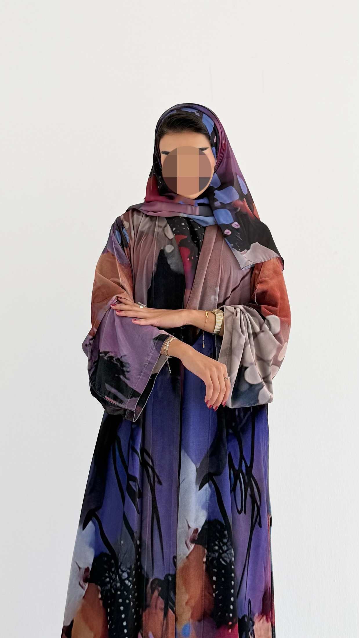 MWT890 - عباية مخمل طباعة - Aya