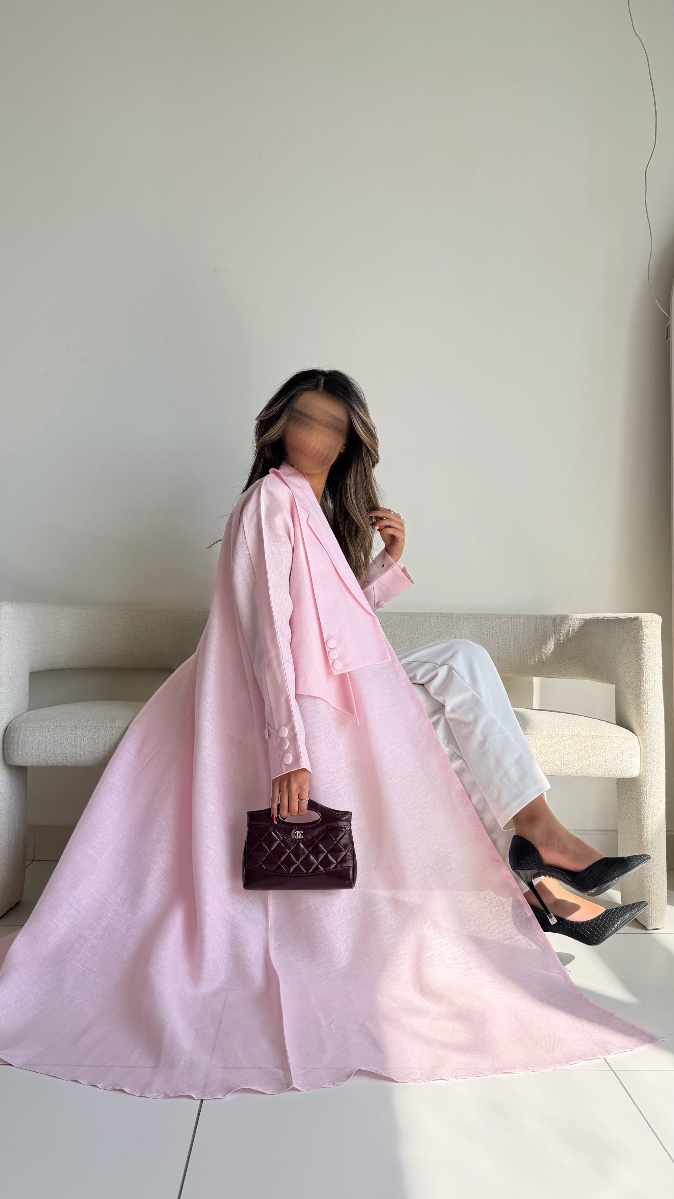 MW1502 - عباية لنن بيبي بنك صيفية