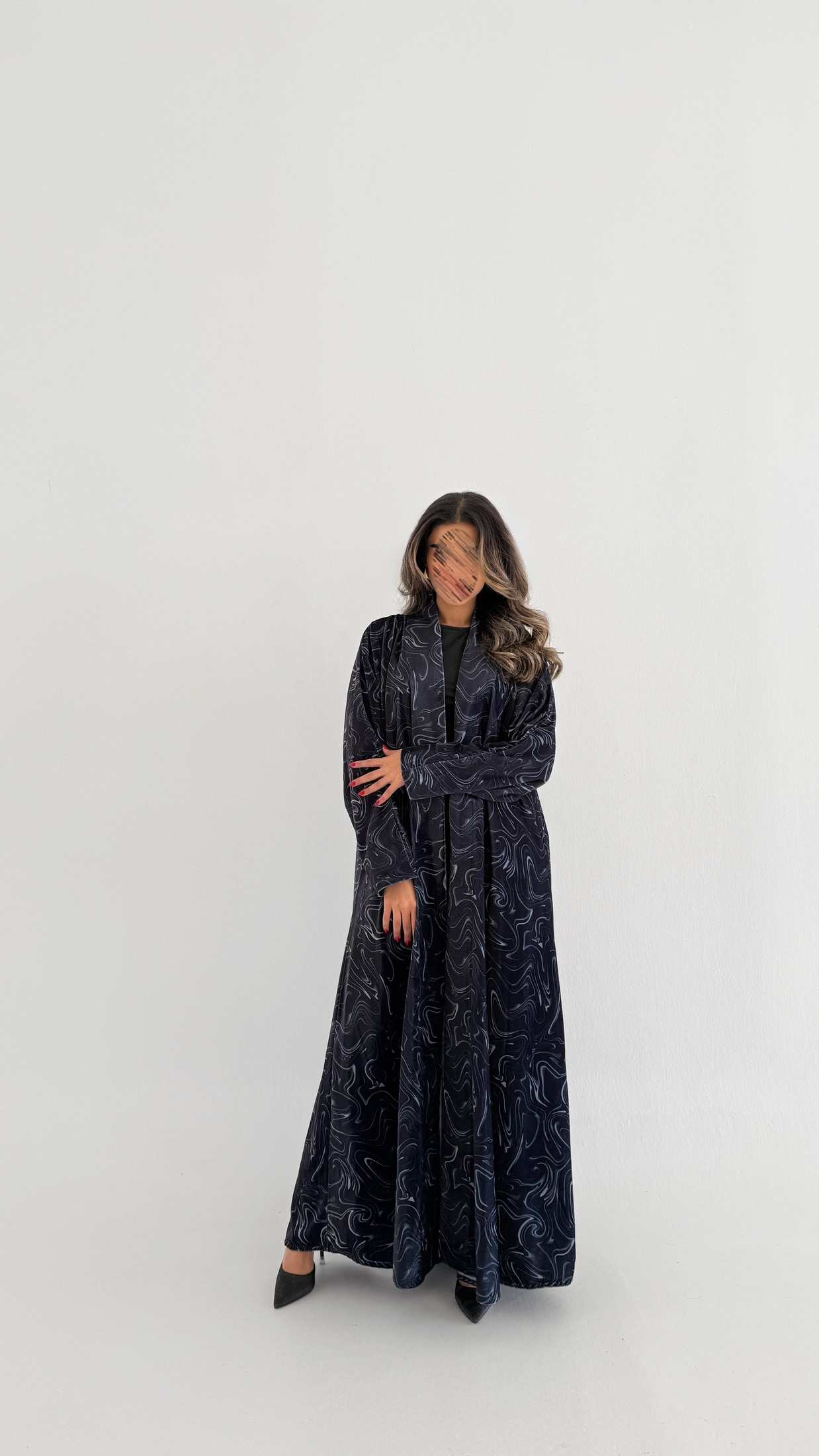 MWT762 - عباية مخمل برينت - Aya