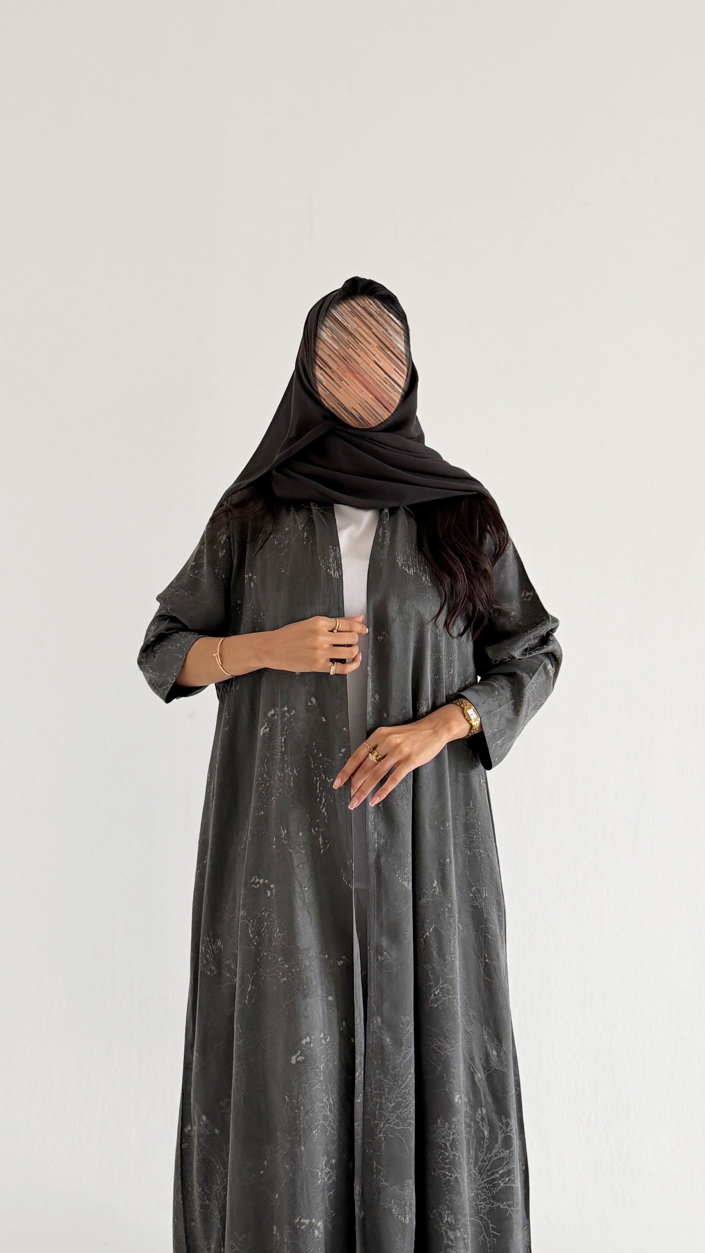 MWT2034 - عباية جاكار رمادي - Aya