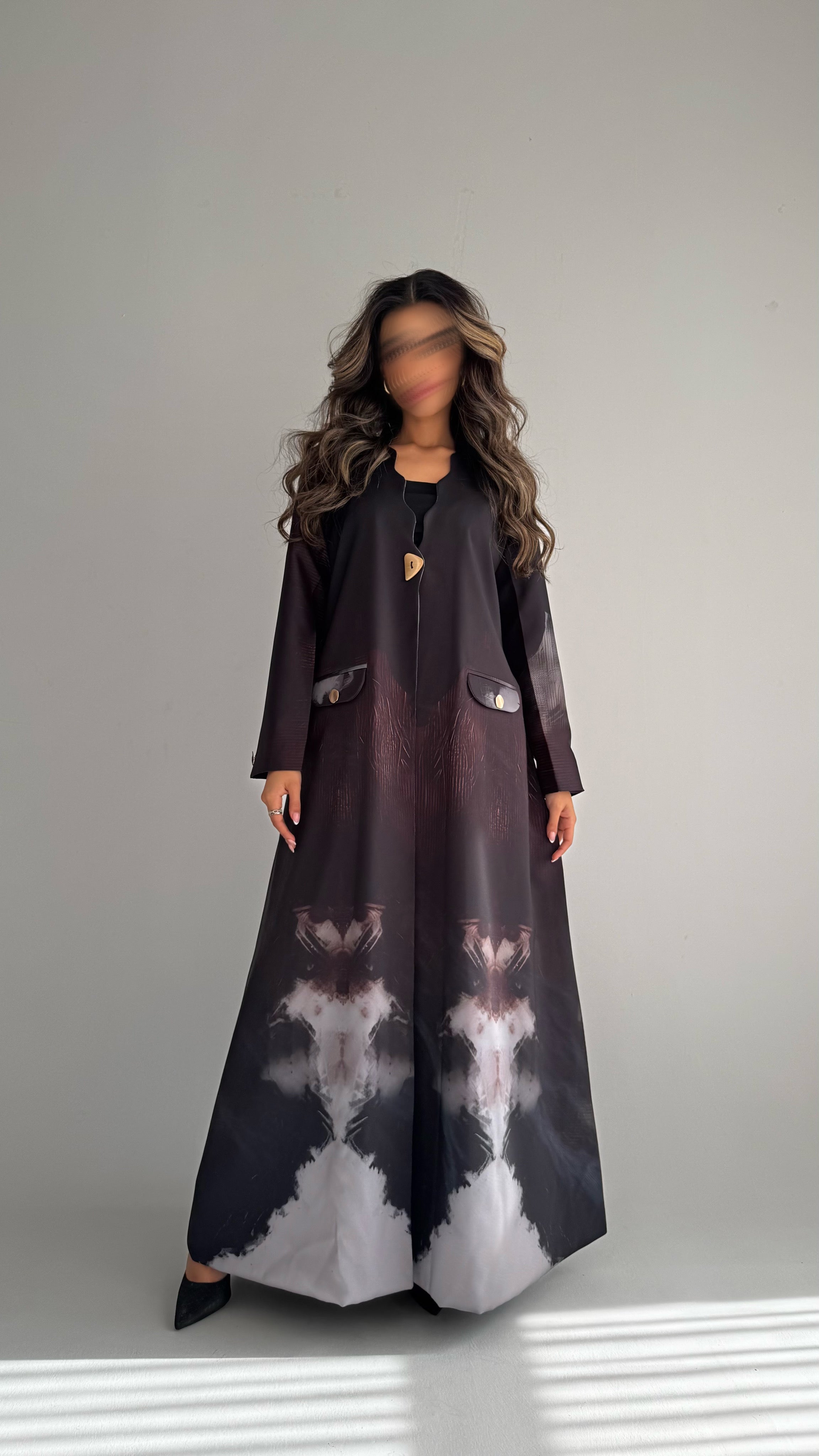 MWT839 - عباية بليزر طباعة | Printed Blazer Abaya - Aya