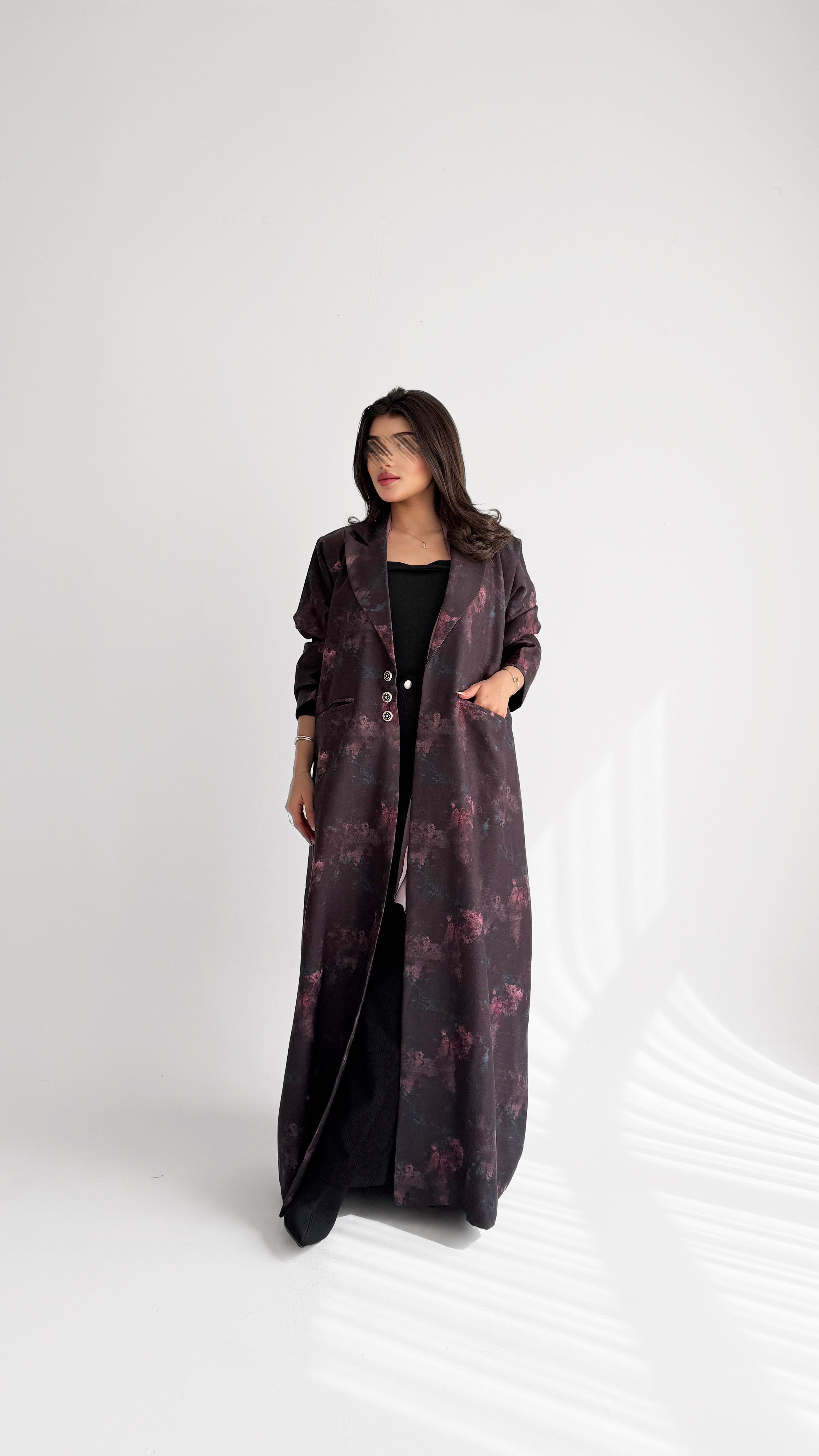 MWT1037 -  عباية بليزر طباعة | Printed Blazer Abaya - Aya