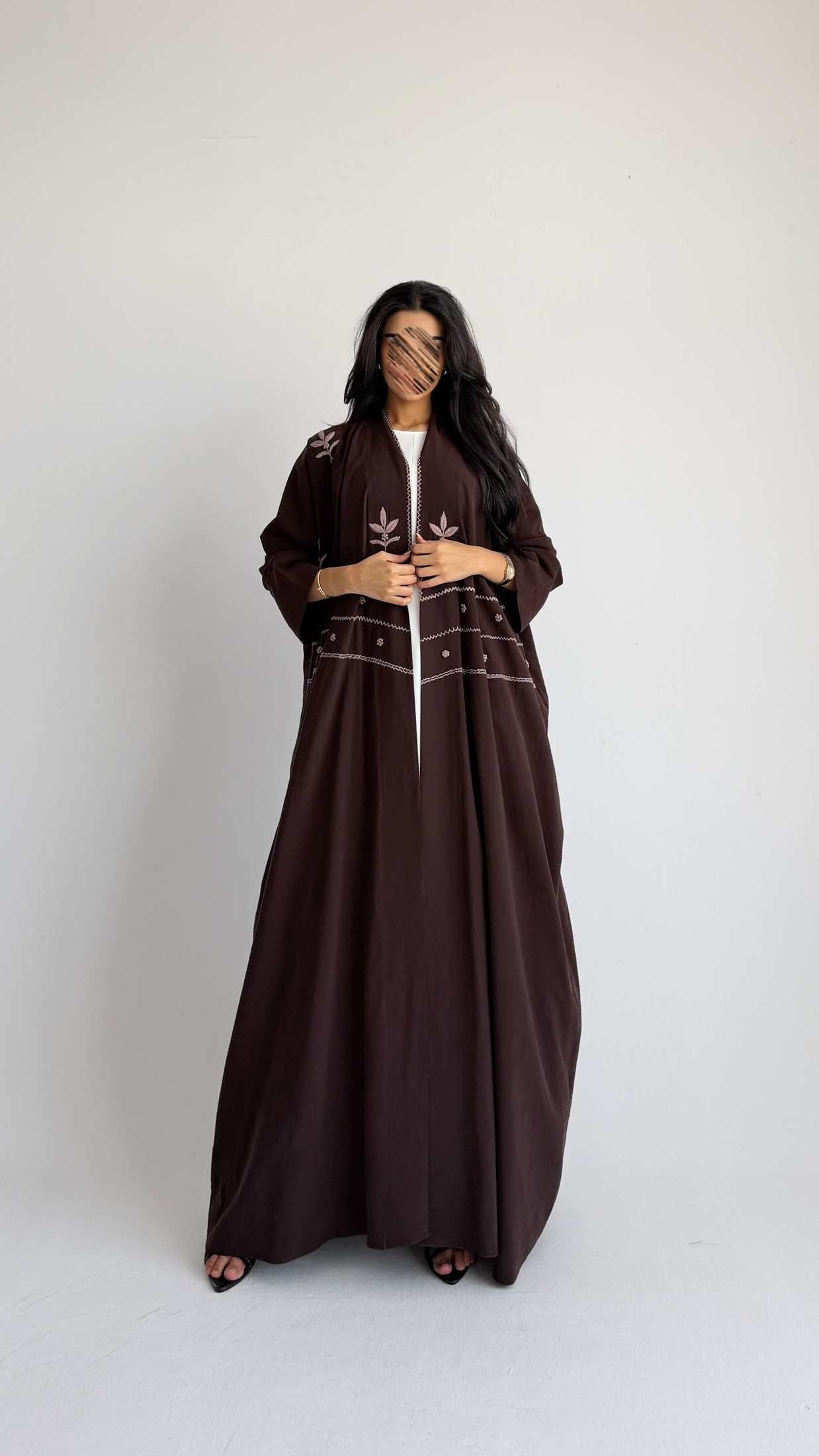 MWT4258 -  عباية حرير مغسول بشك أغصان - Aya