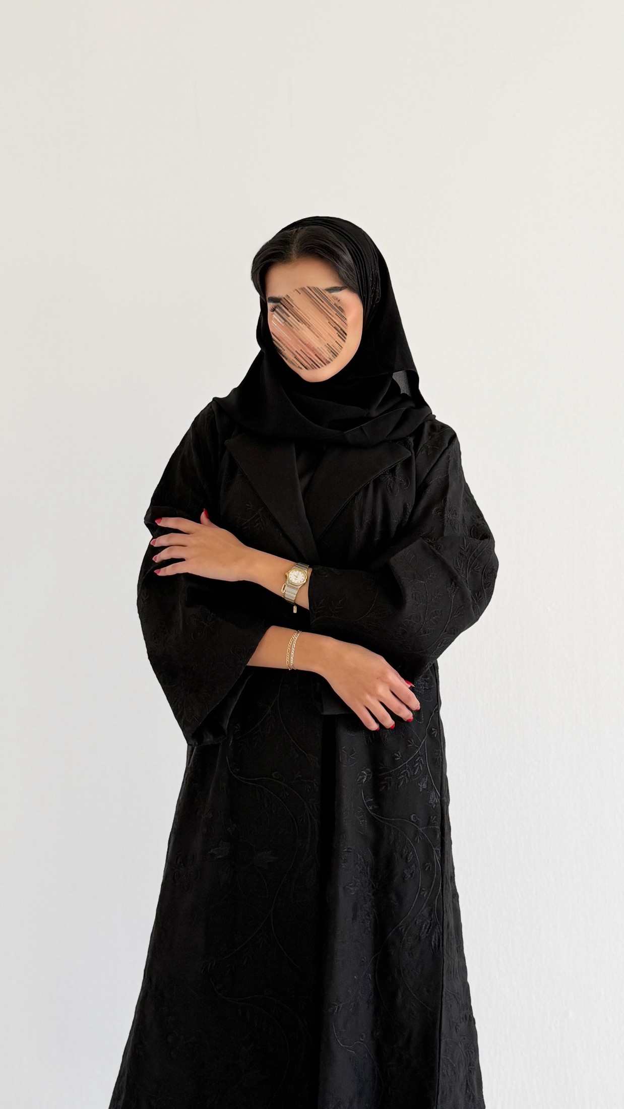 MW2045 - عبايه كريب كتان مع اضافه تطريز بالكامل - Aya