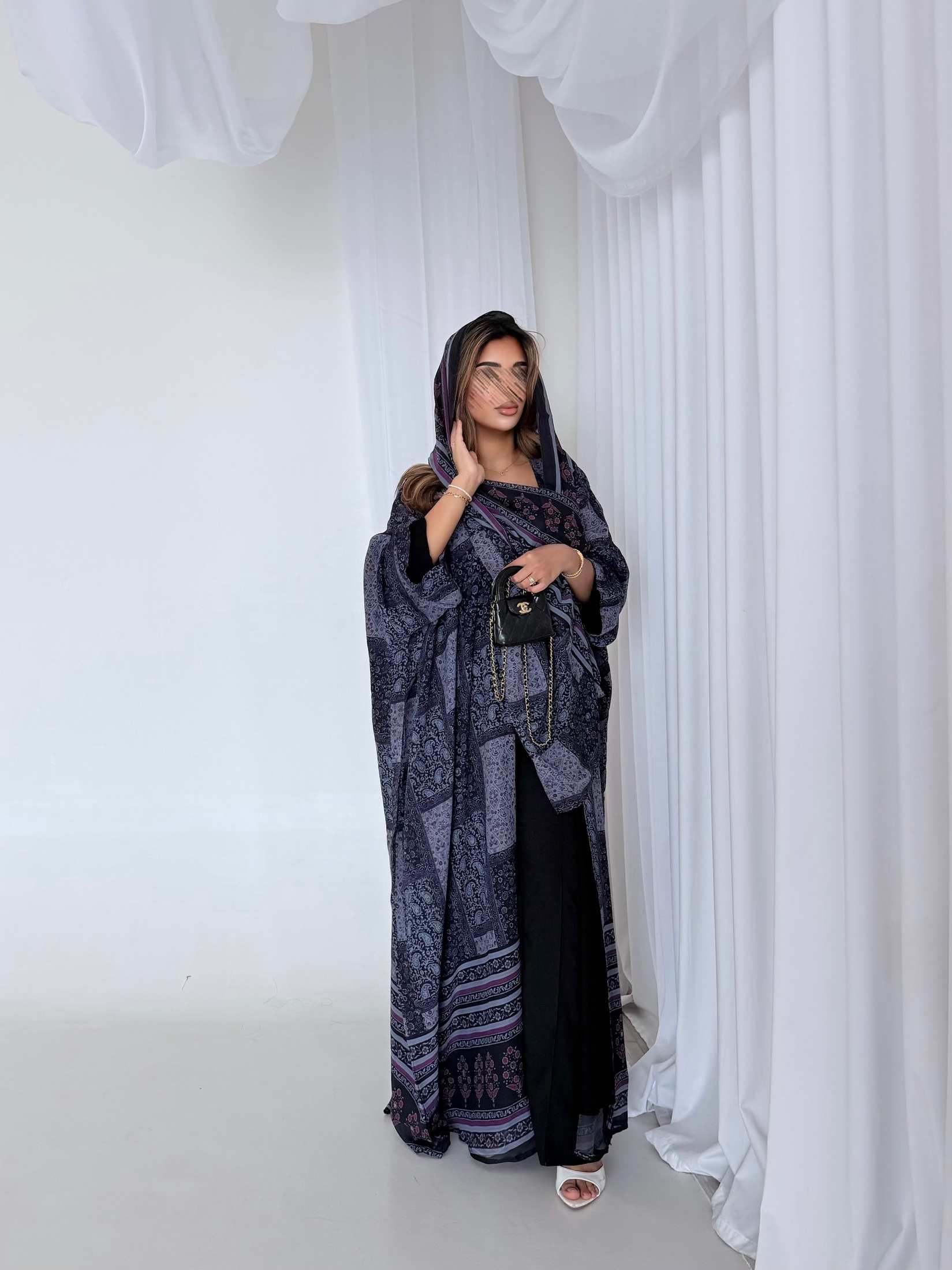 MWT5178 - تصميم يومي شيفون كحلي ناعم يجمع بين الخفة والأناقة - Aya