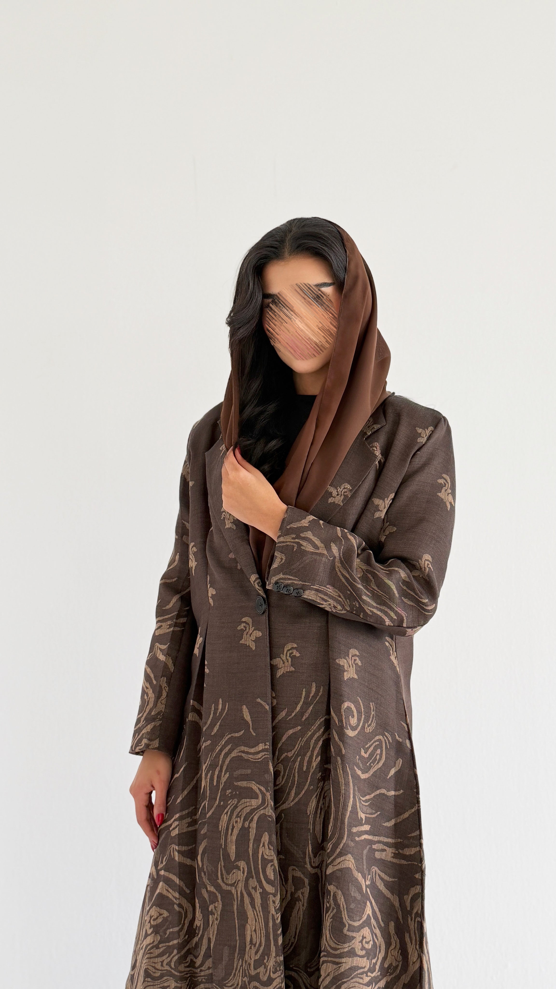 MW2052 -  عبايه لنن هندي مطبوع - Aya