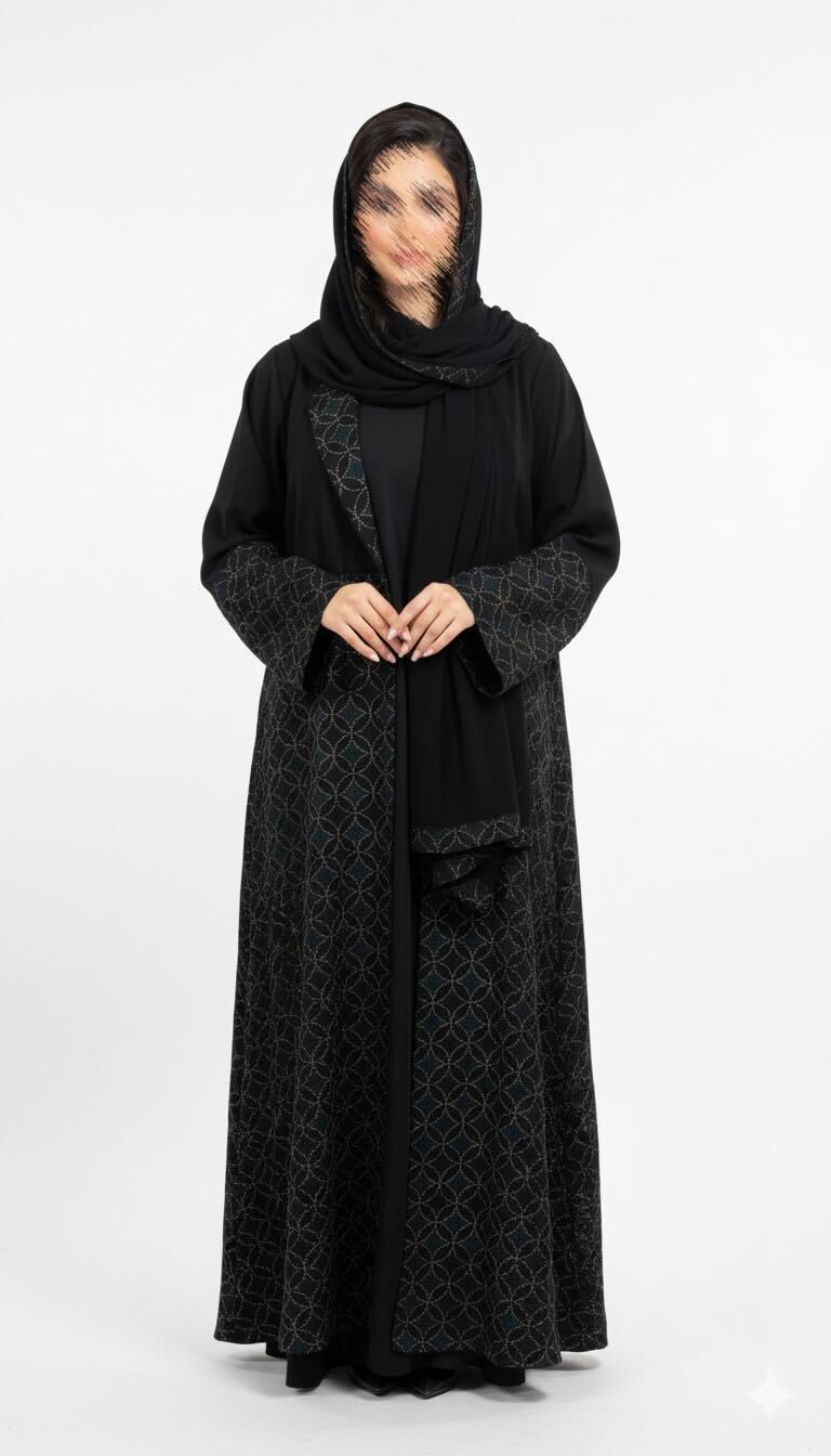 MWT389 - عباية اسود مع تدخيلة
