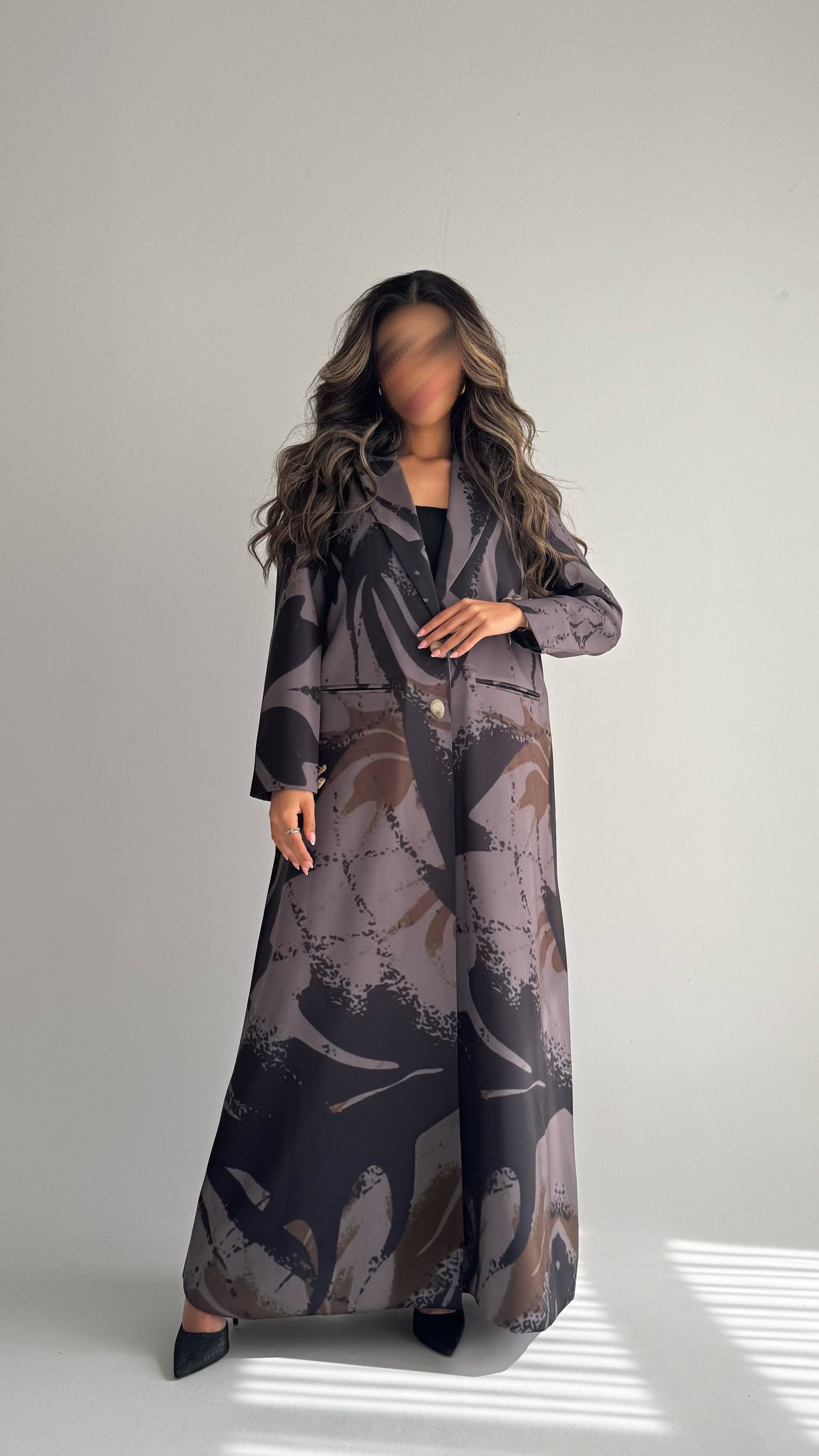 MWT841 - عباية بليزر طباعة | Printed Blazer Abaya - Aya