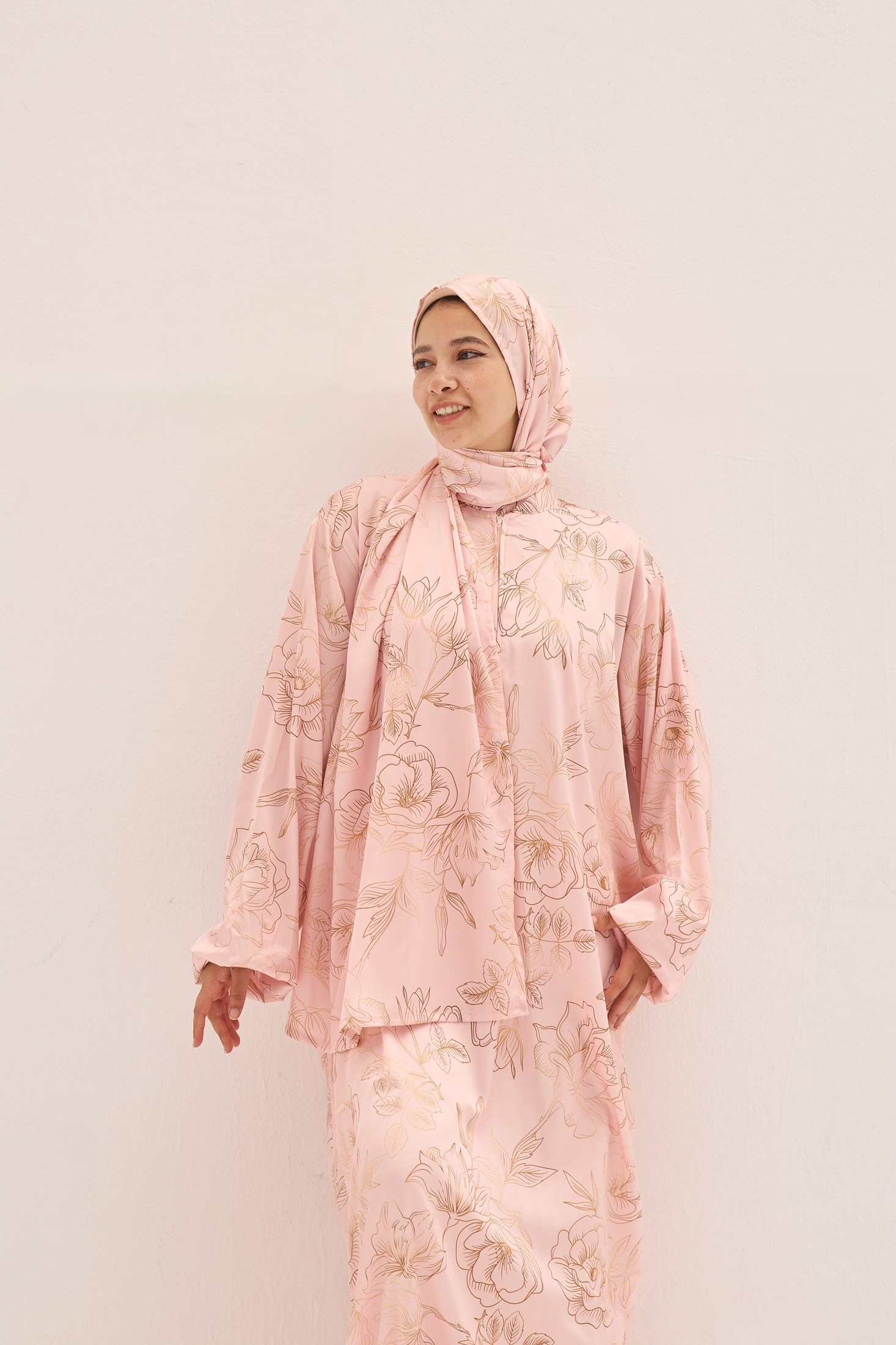 Flowers in Rose Gold Prayer Dress - Aya