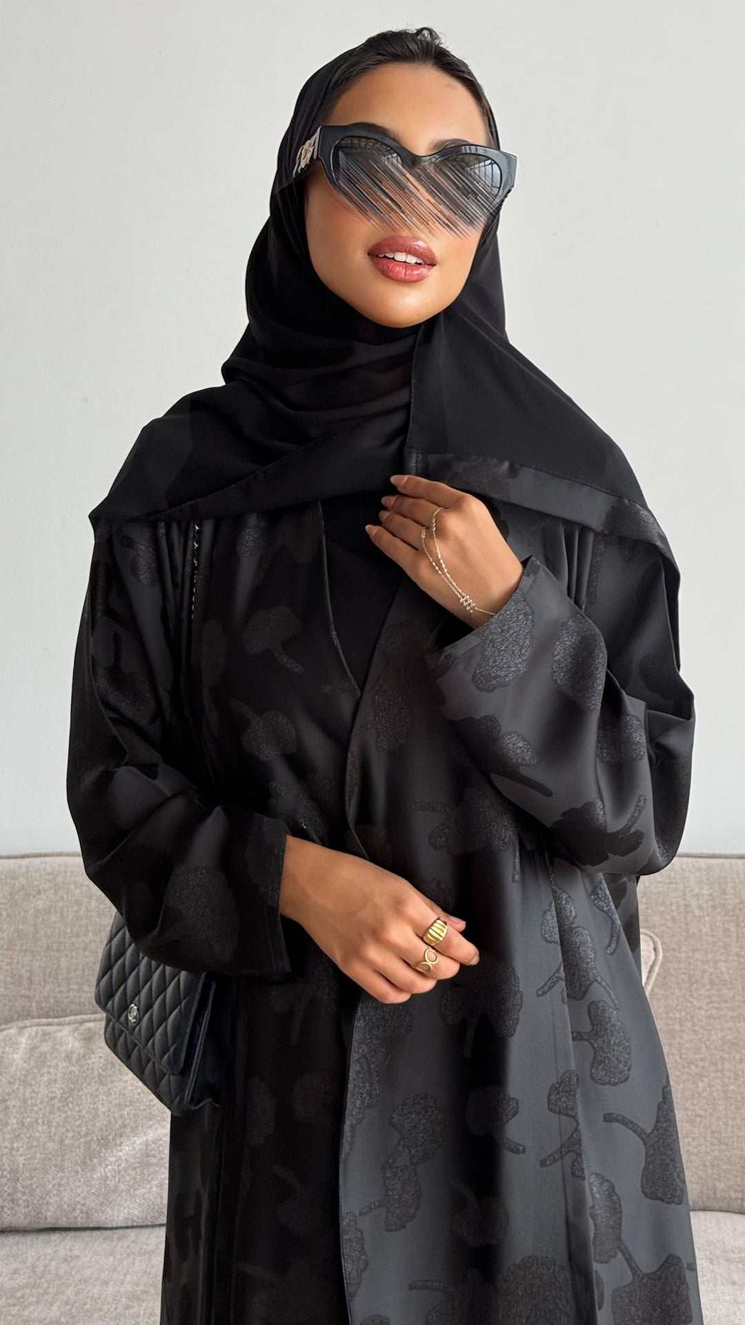 MWT4306 - عباية جاكار صيفي أسود - Aya