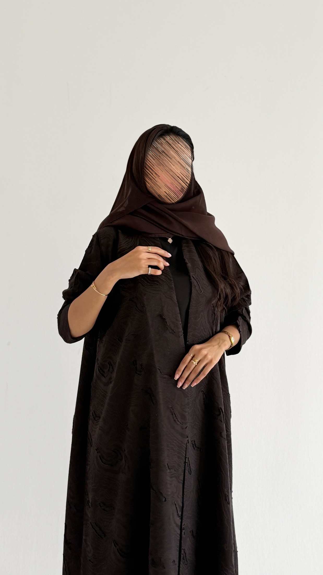 MW2145 - عباية جاكار نص كلوش بزخارف راقي وحصرية - Aya