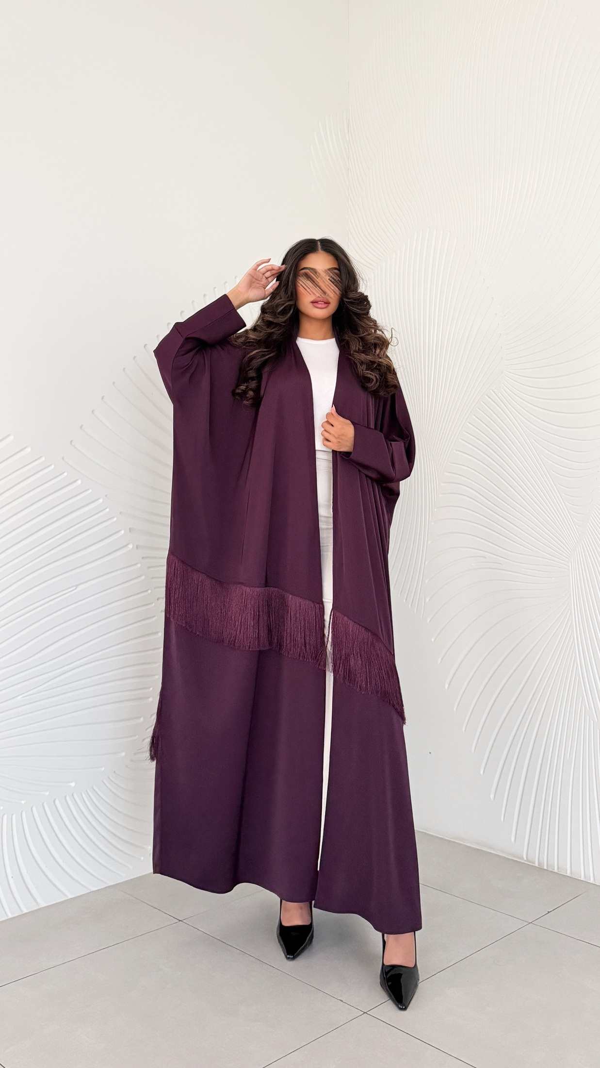 MWT1232 - عبايه بتدخيله هدب - Aya