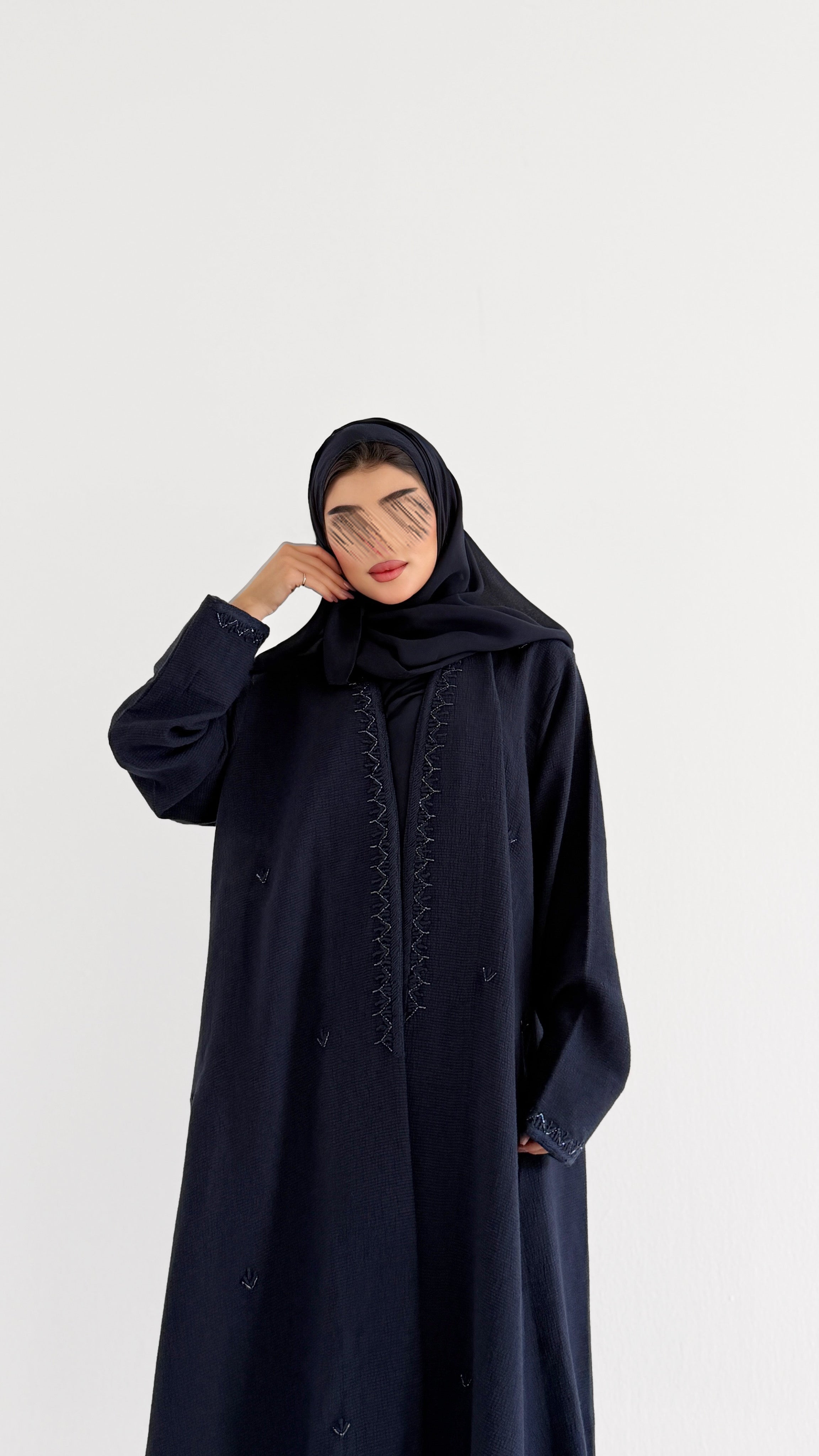 MW2055 - عباية لنن هندي قصه هينك تطريز يدوي - Aya