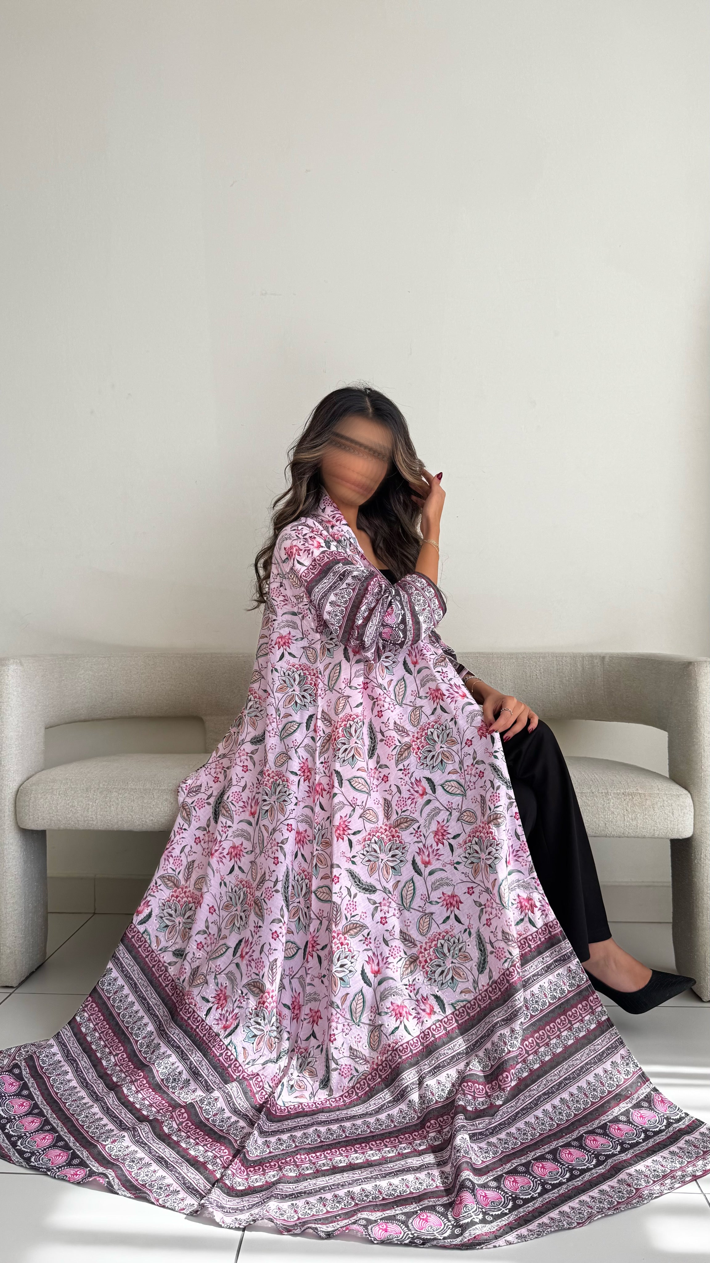 MWT524 - عباية ركامة زهريه مشجر - Aya