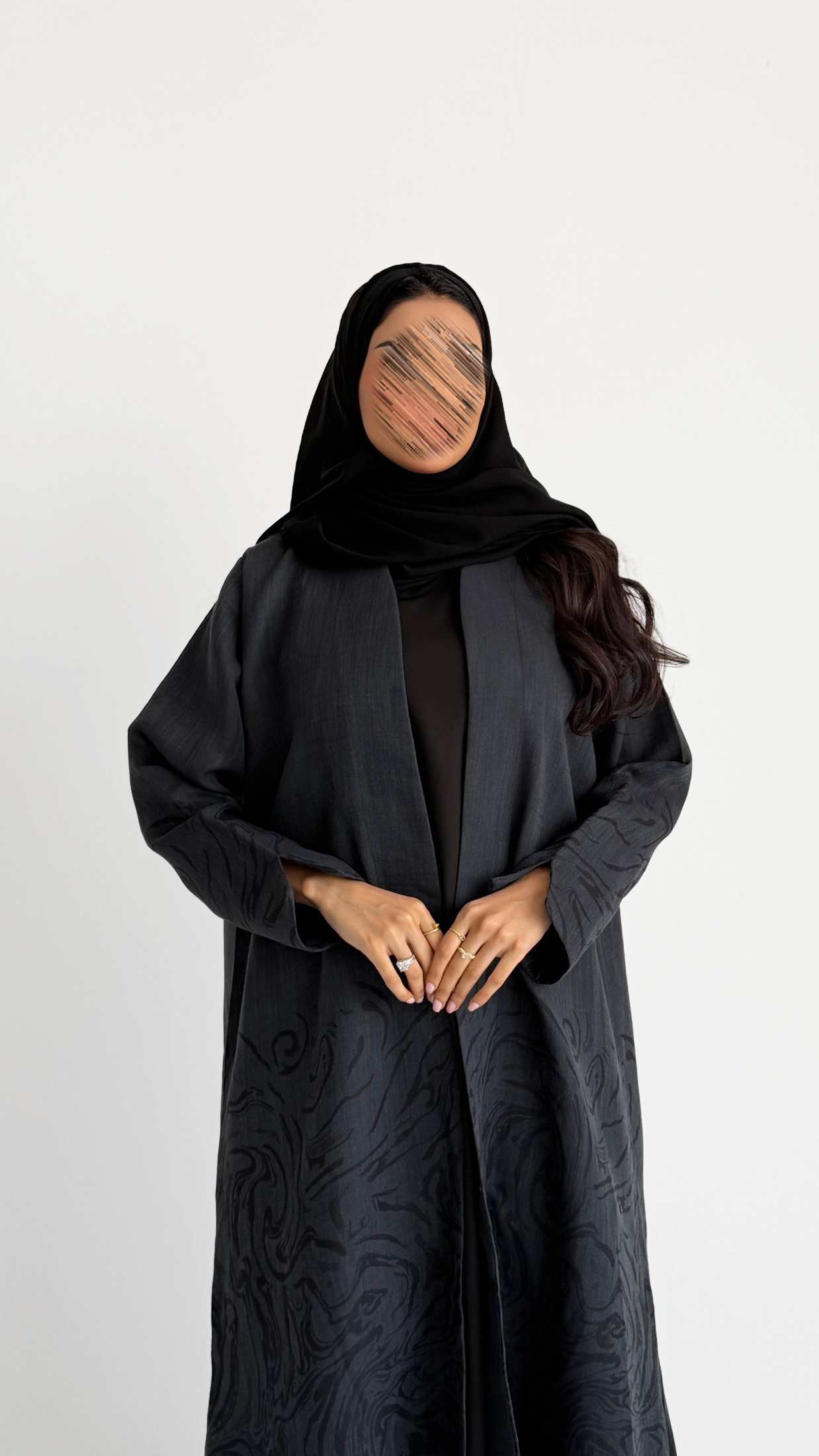 MWT1457 عباية لينن طباعة - Aya