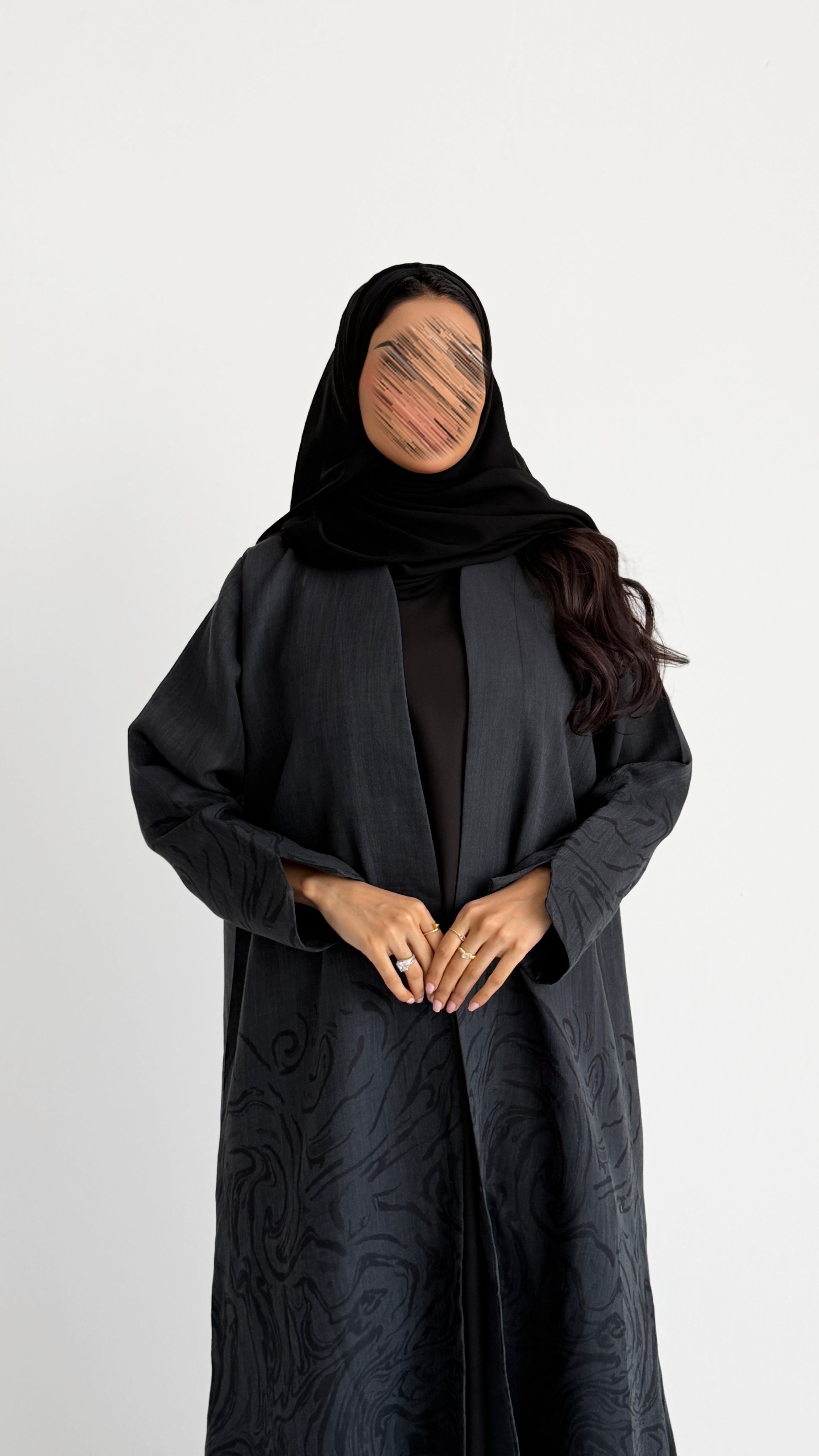 MWT1457 عباية لينن طباعة - Aya