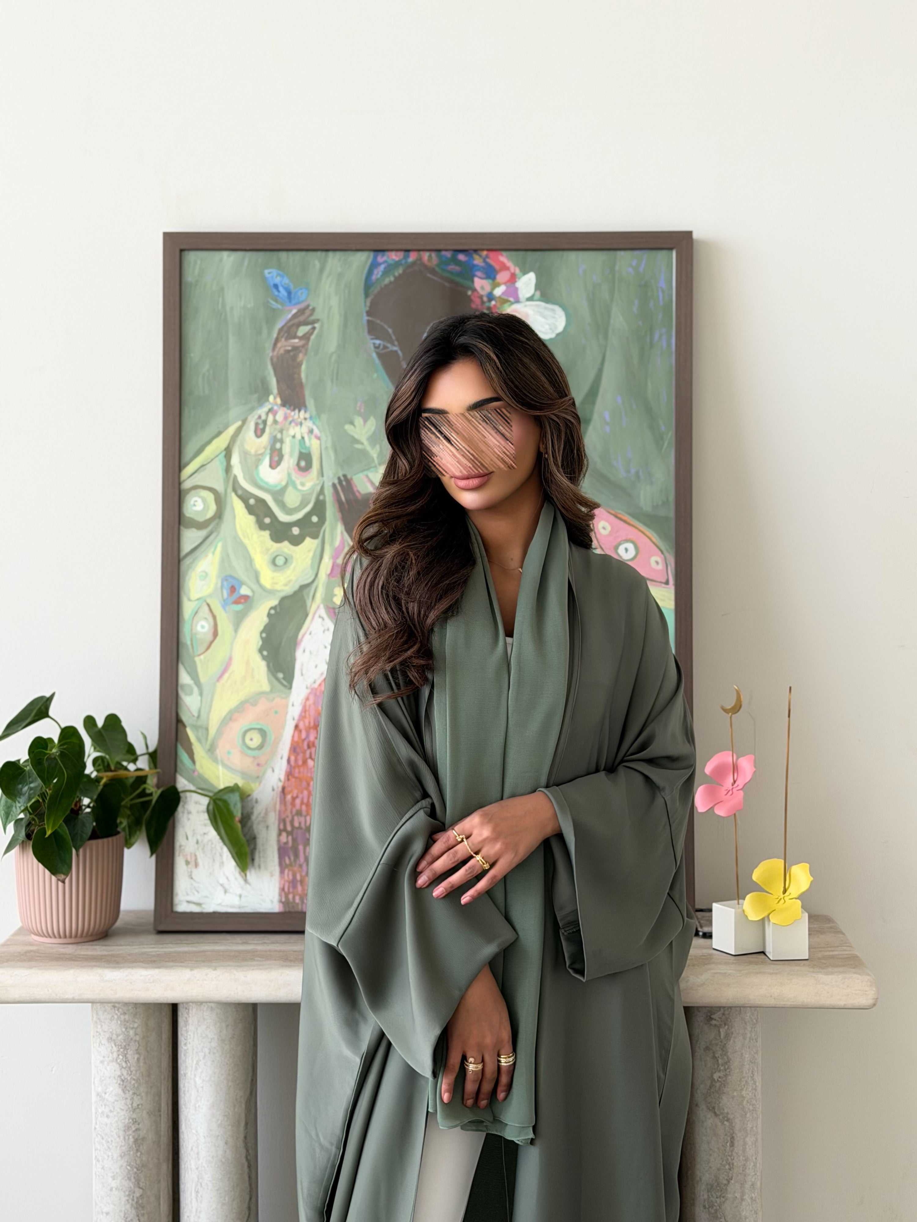 MWT5012 - قماش حرير اخضر نص كلوش - Aya