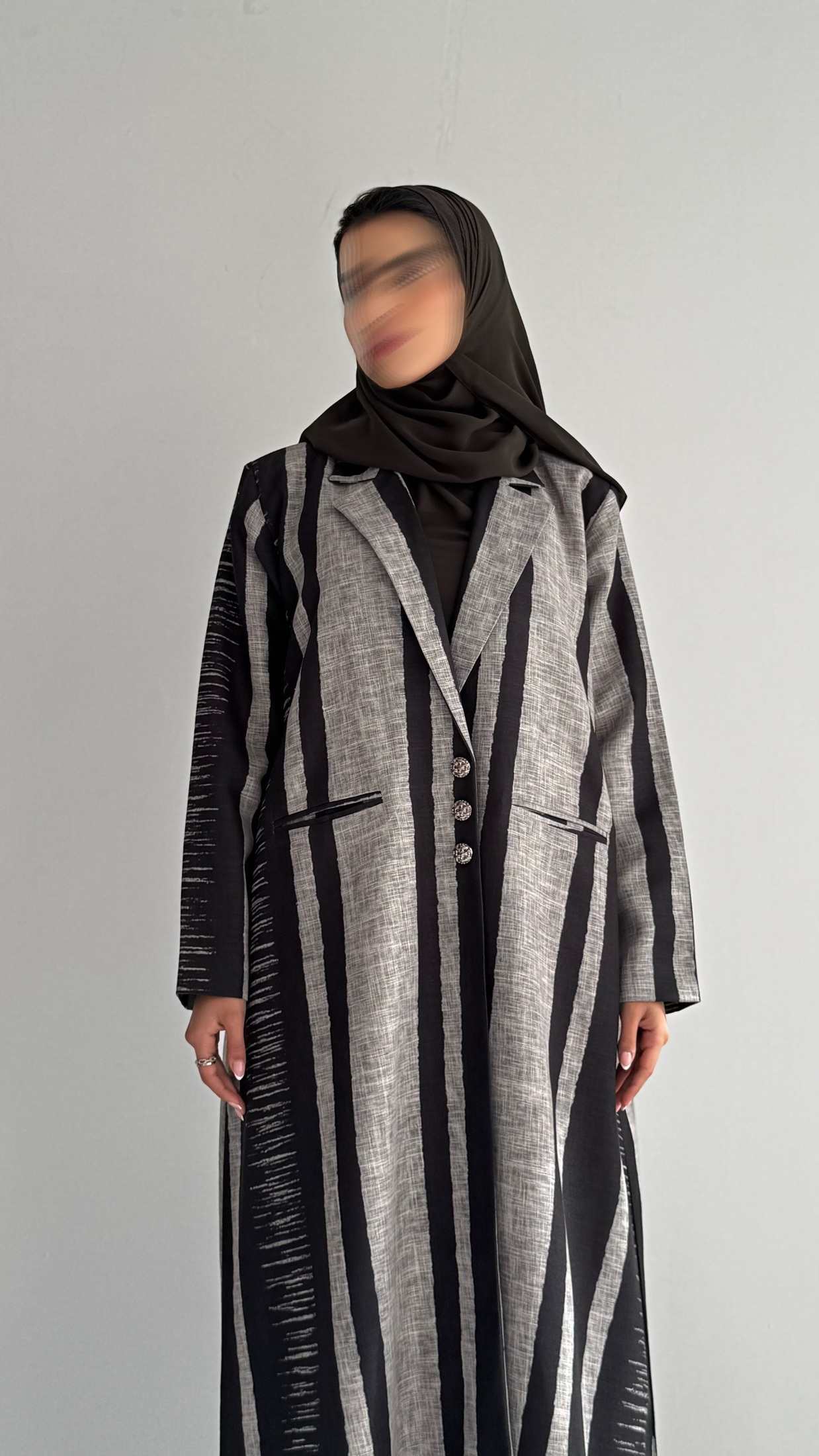 MWT831 - عباية بليزر طباعة | Printed Blazer Abaya - Aya