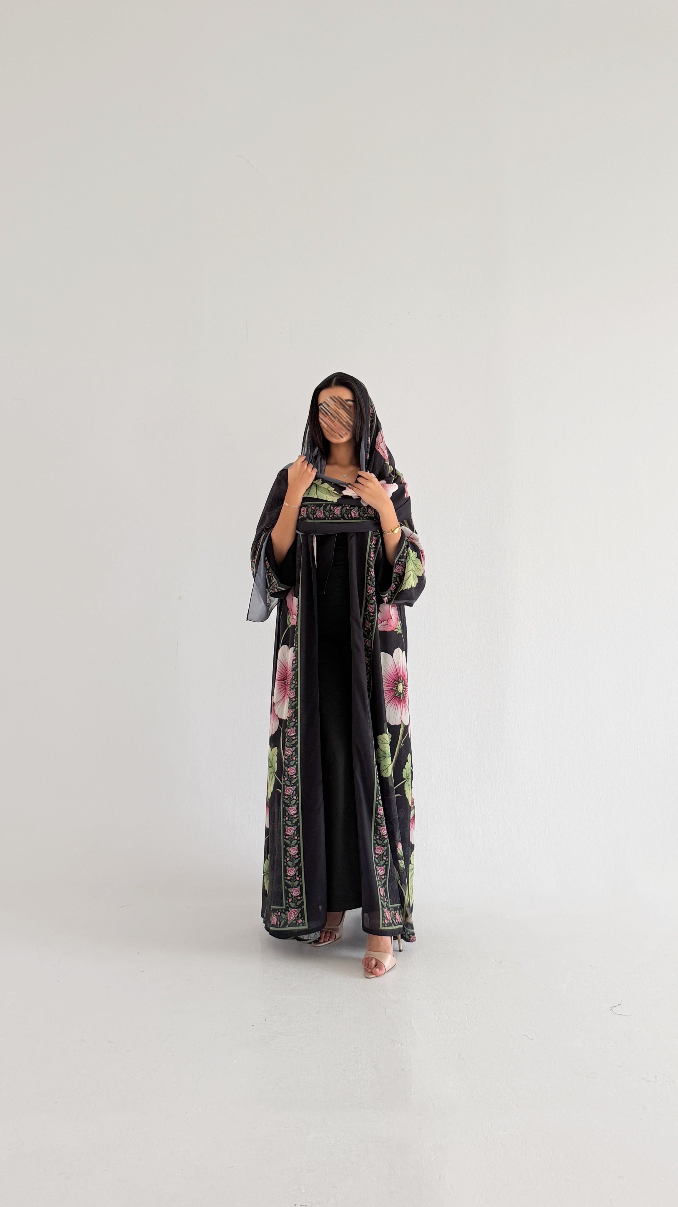 MWT2053 - عباية طباعة موردة - Aya