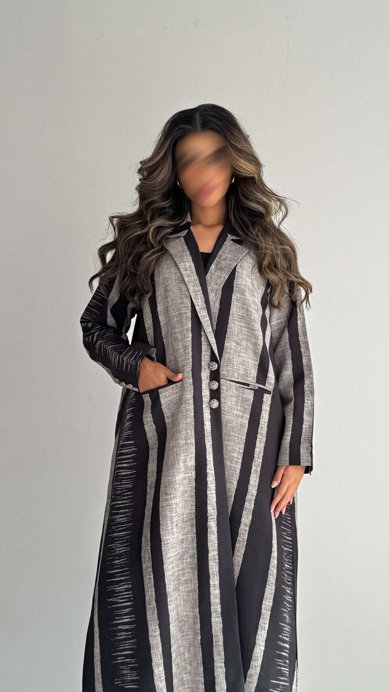 MWT831 - عباية بليزر طباعة | Printed Blazer Abaya - Aya